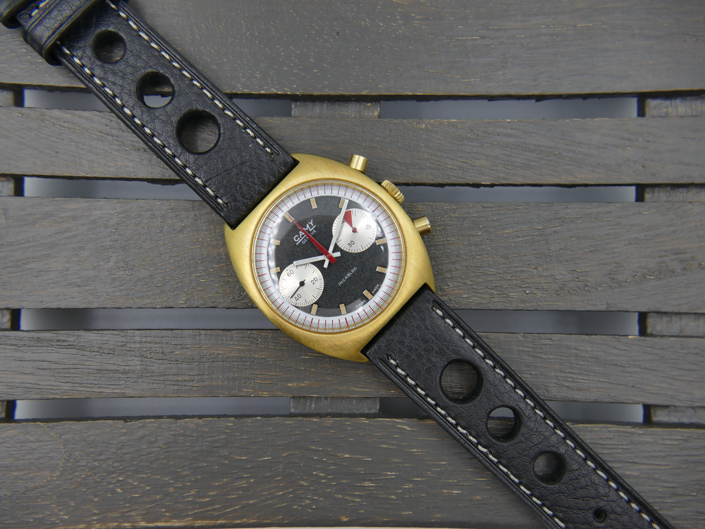 70s vintage watch mens Camy ref 9130 Geneve Chronograph manual wind valjoux 7733