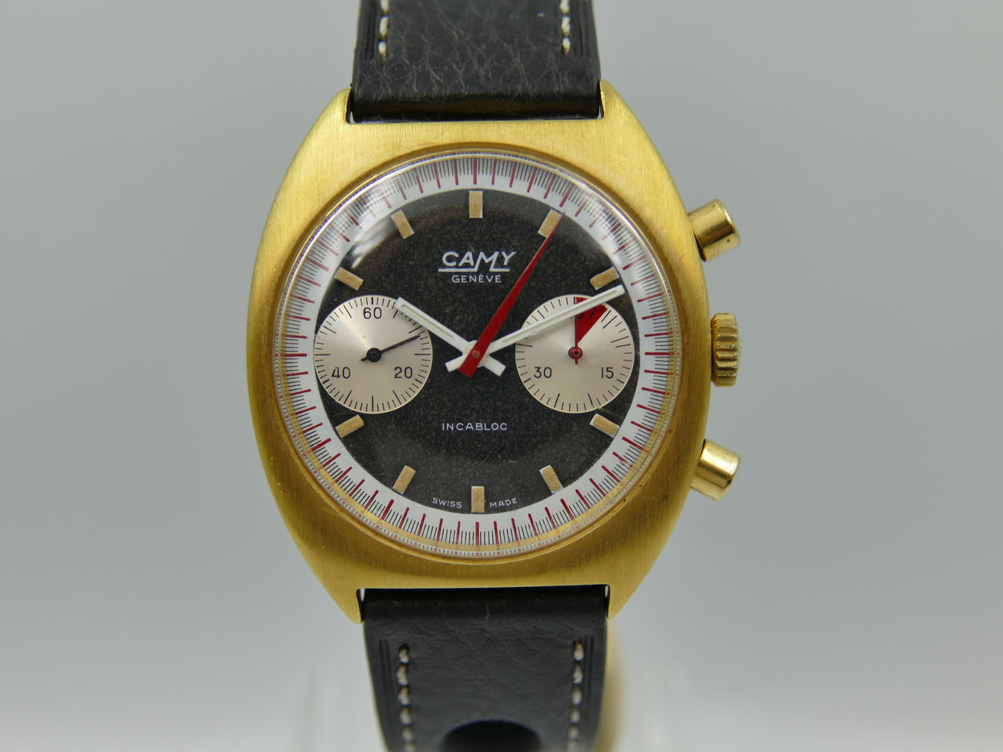70s vintage watch mens Camy ref 9130 Geneve Chronograph manual wind valjoux 7733