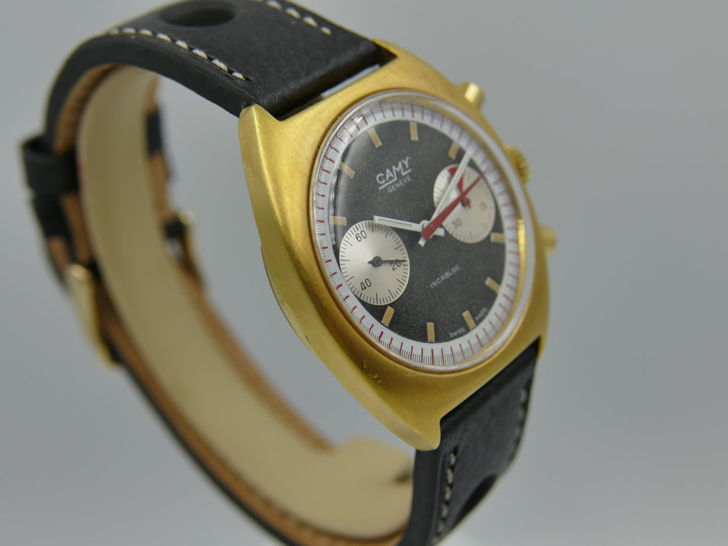 70s vintage watch mens Camy ref 9130 Geneve Chronograph manual wind valjoux 7733