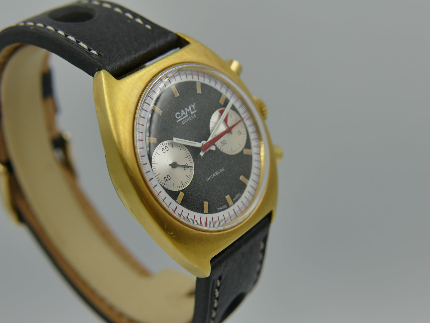 70s vintage watch mens Camy ref 9130 Geneve Chronograph manual wind valjoux 7733