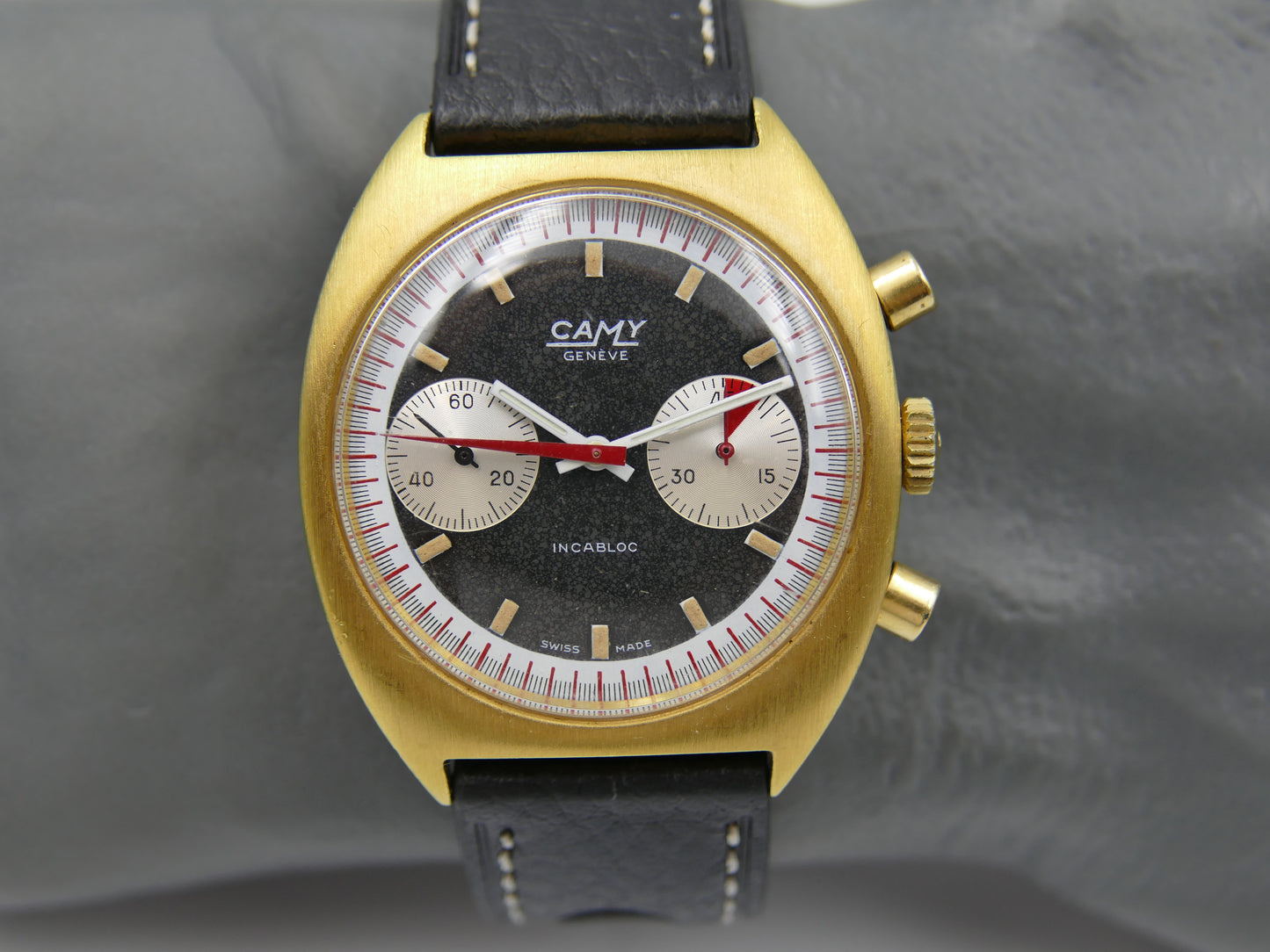 70s vintage watch mens Camy ref 9130 Geneve Chronograph manual wind valjoux 7733
