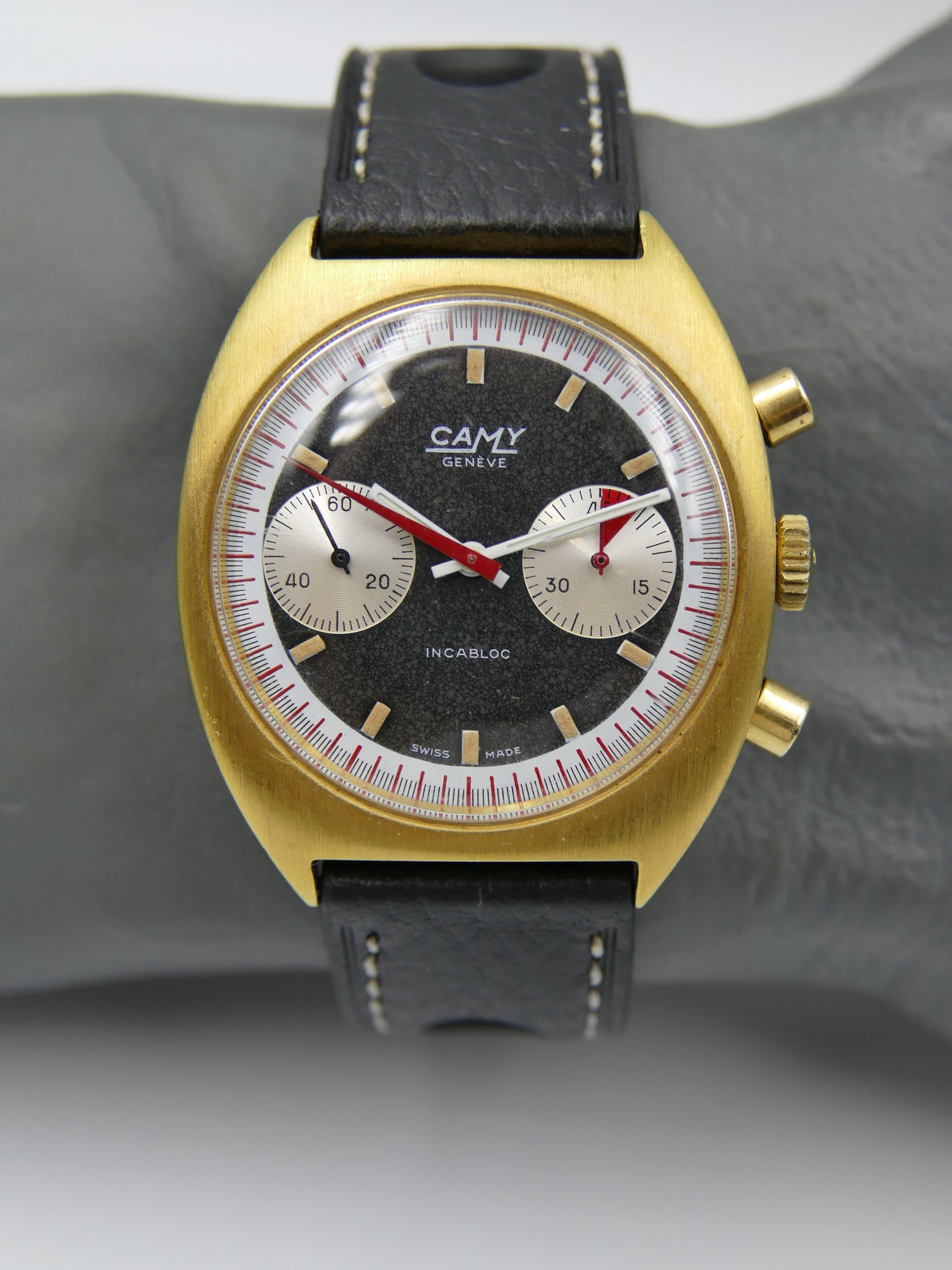 70s vintage watch mens Camy ref 9130 Geneve Chronograph manual wind valjoux 7733
