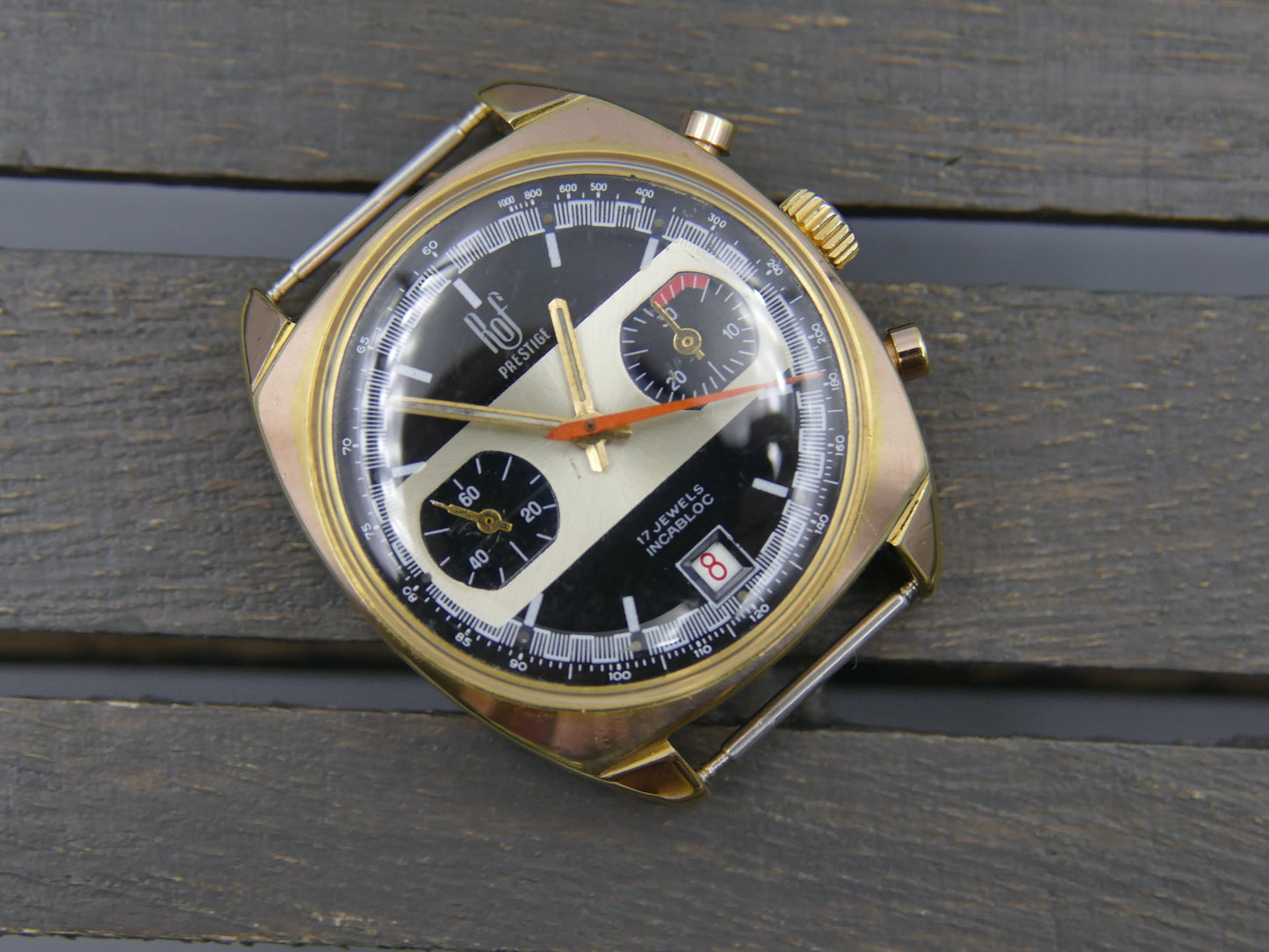 70s vintage watch mens ROF prestige valjoux 7734 gold plated serviced