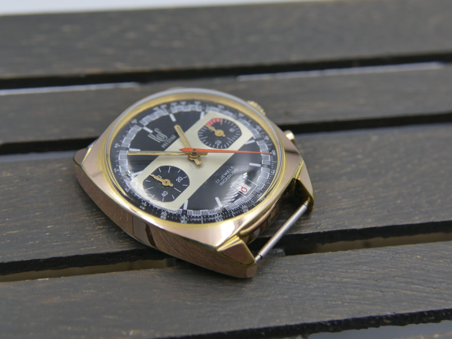 70s vintage watch mens ROF prestige valjoux 7734 gold plated serviced