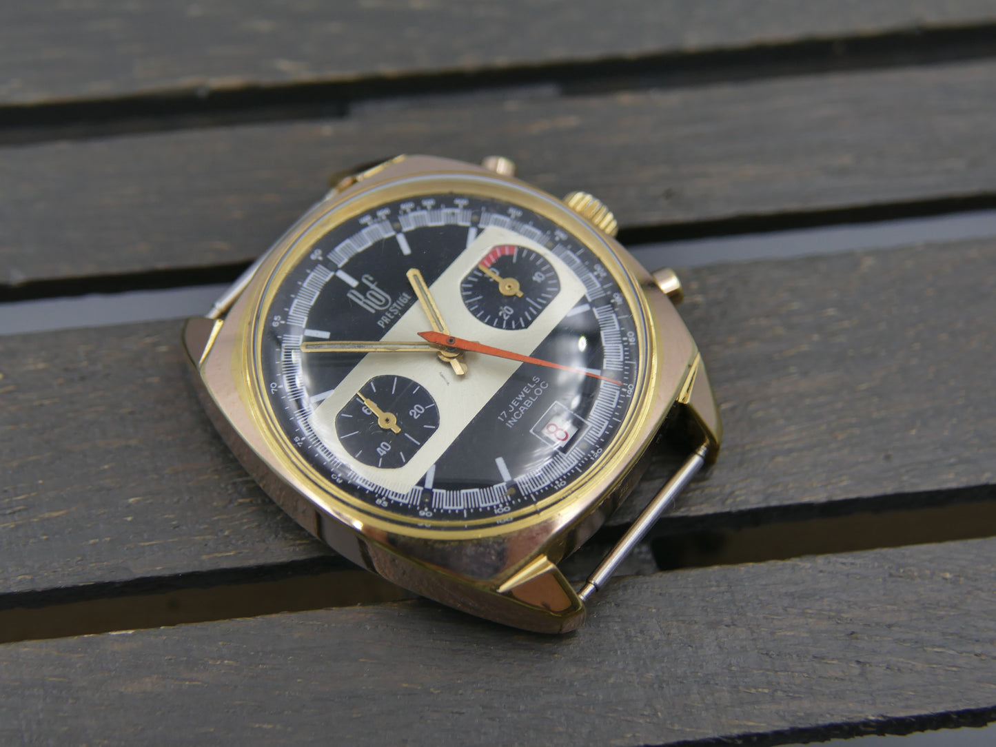 70s vintage watch mens ROF prestige valjoux 7734 gold plated serviced