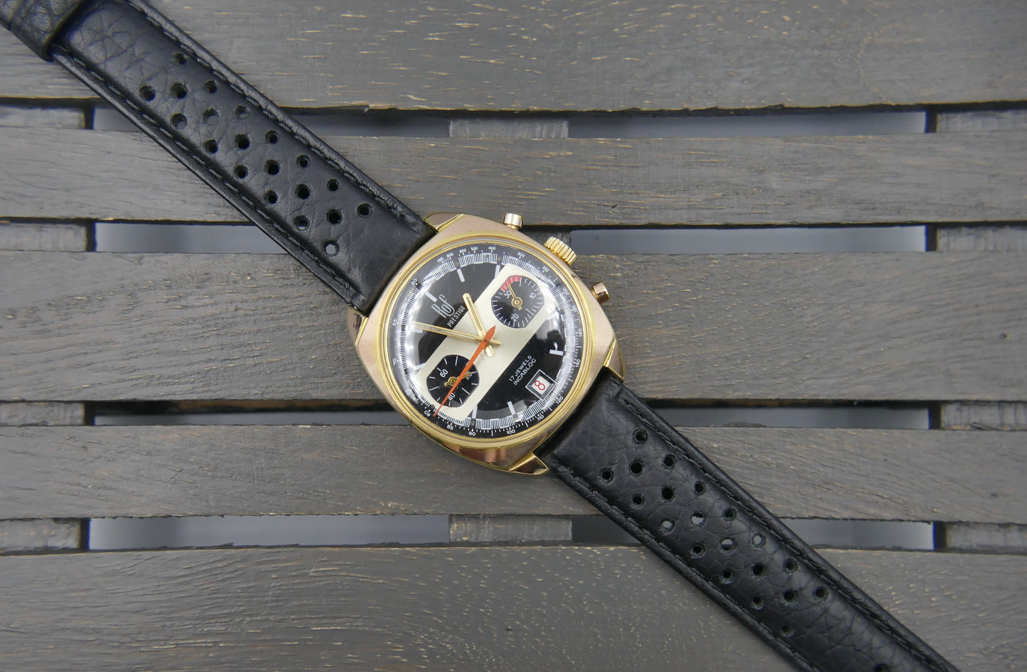 70s vintage watch mens ROF prestige valjoux 7734 gold plated serviced