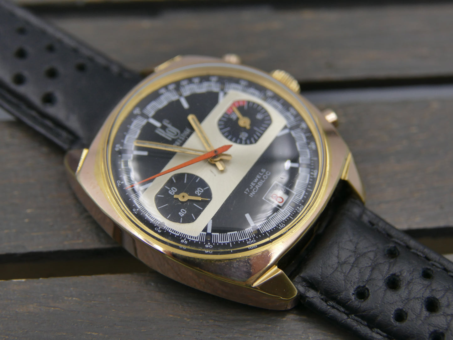 70s vintage watch mens ROF prestige valjoux 7734 gold plated serviced