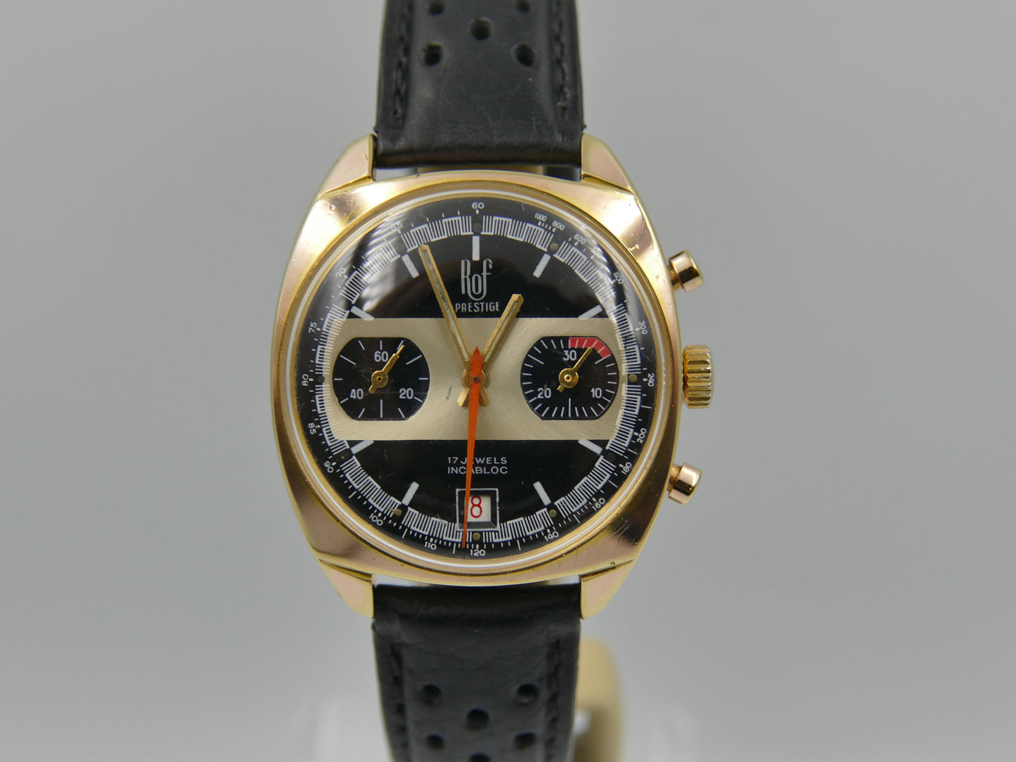 70s vintage watch mens ROF prestige valjoux 7734 gold plated serviced