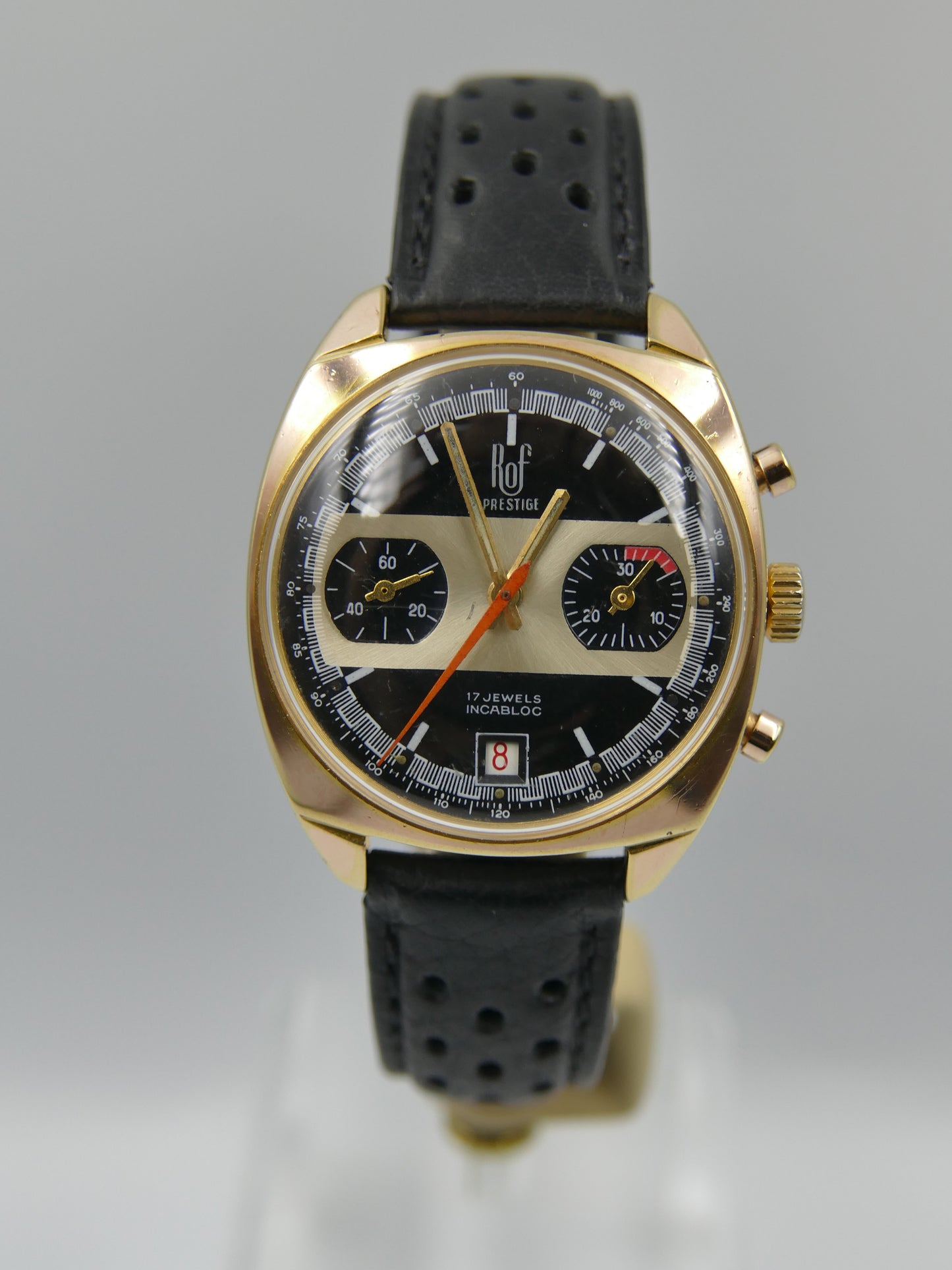 70s vintage watch mens ROF prestige valjoux 7734 gold plated serviced