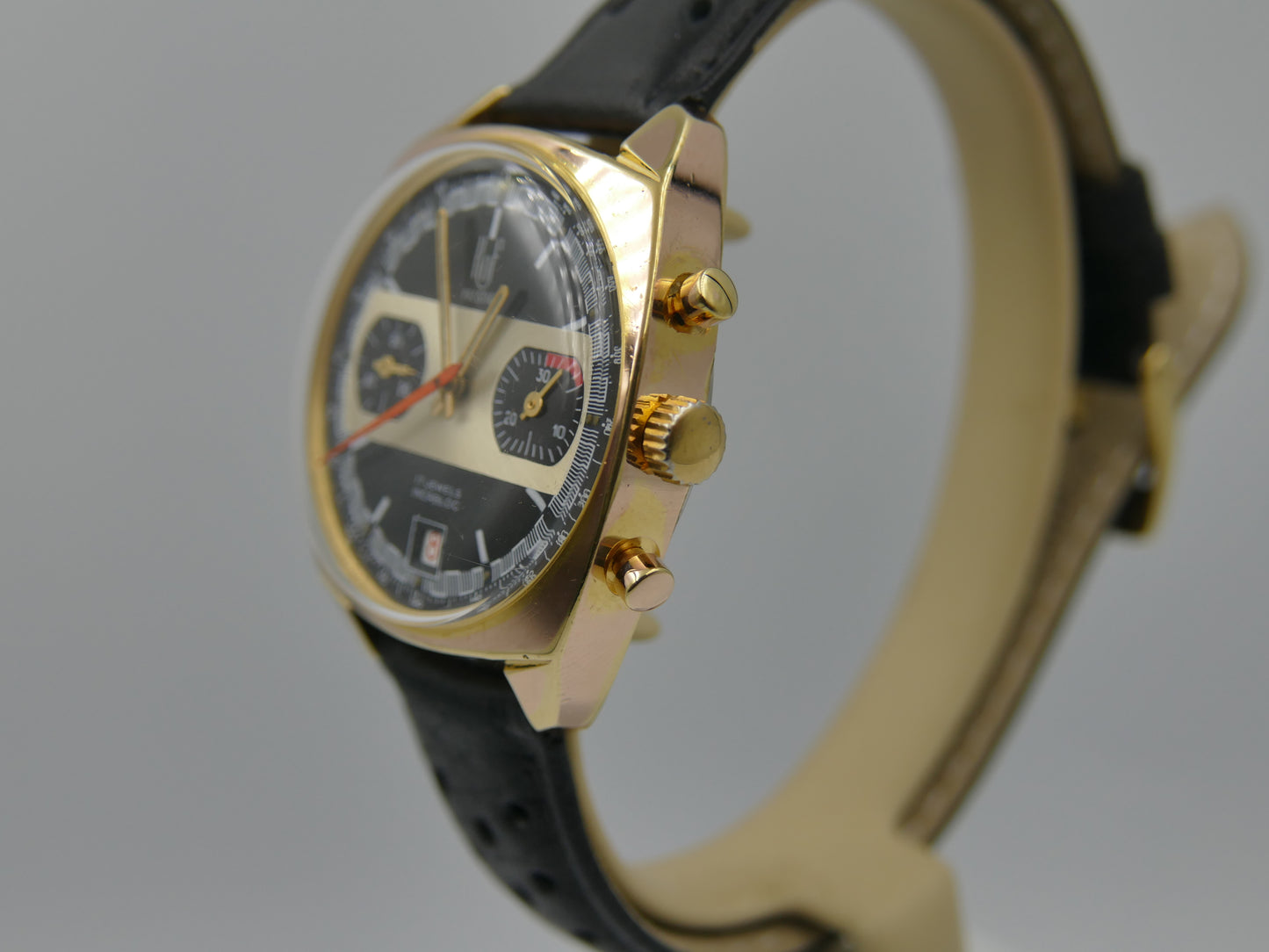 70s vintage watch mens ROF prestige valjoux 7734 gold plated serviced