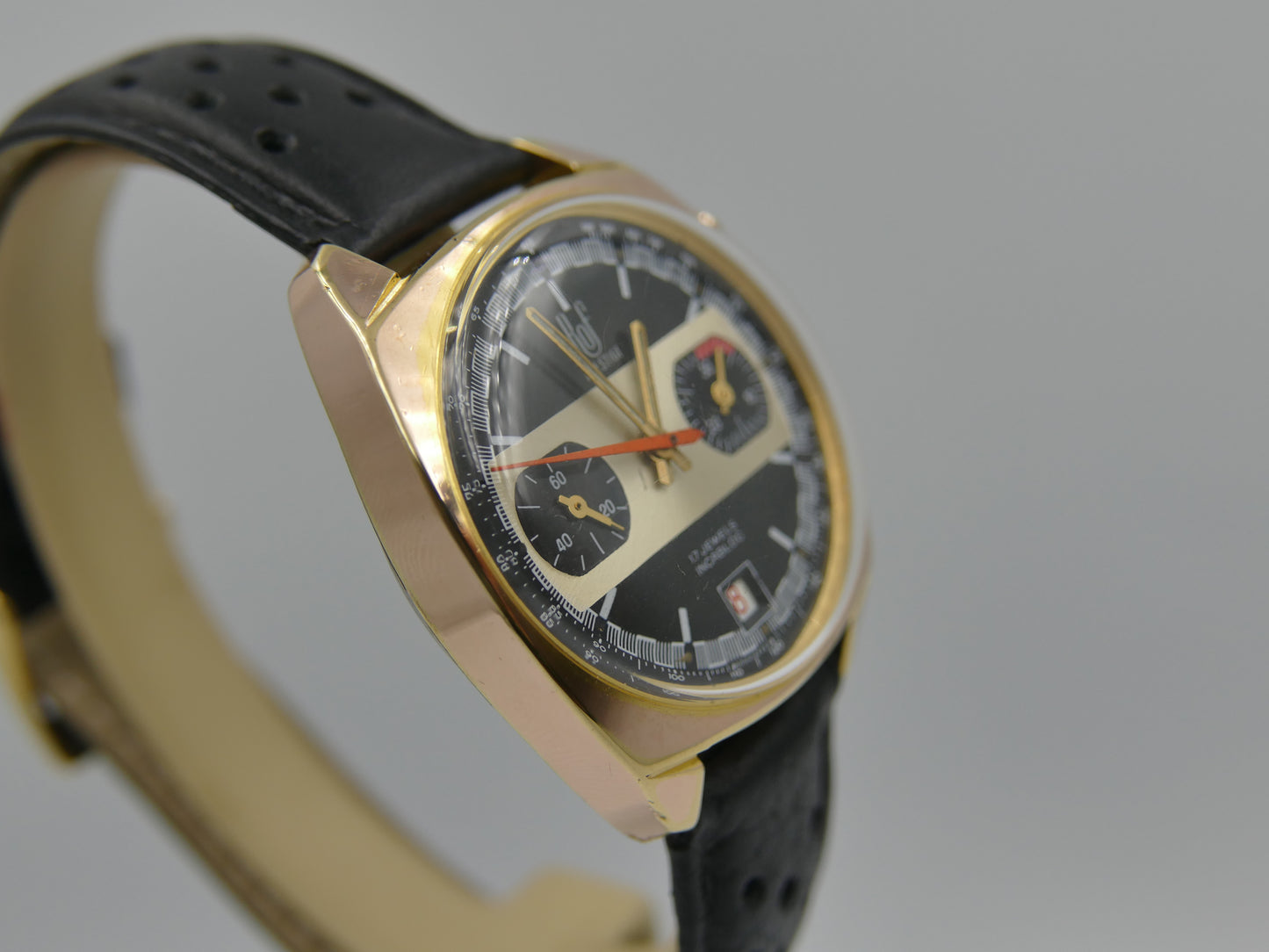 70s vintage watch mens ROF prestige valjoux 7734 gold plated serviced