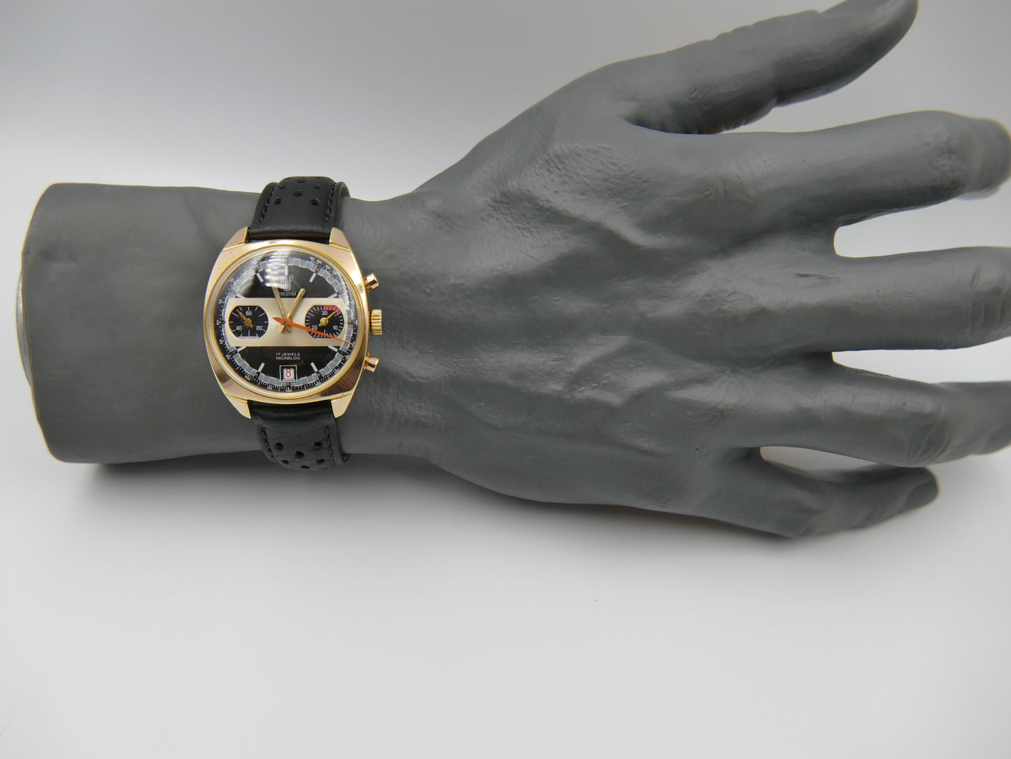 70s vintage watch mens ROF prestige valjoux 7734 gold plated serviced