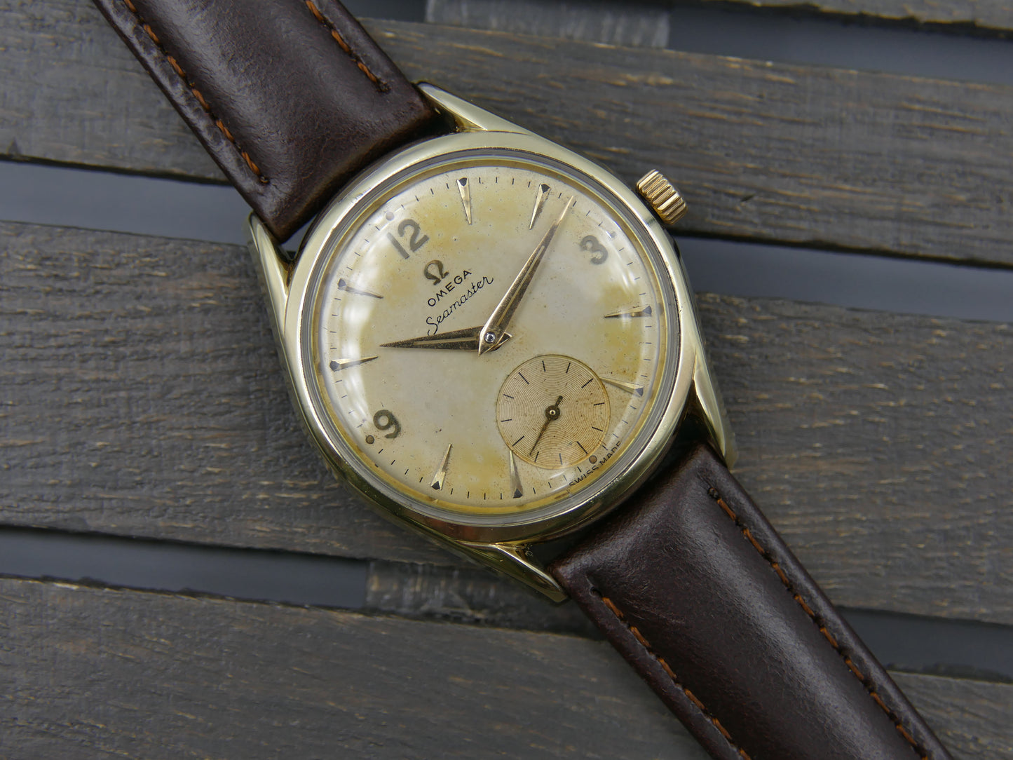 50s vintage watch mens Omega Seamaster ref. 2830 -6 / 2829 cal 410 gold cap serviced