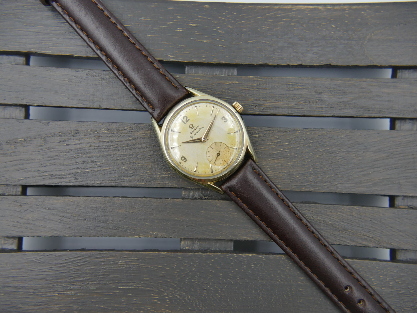 50s vintage watch mens Omega Seamaster ref. 2830 -6 / 2829 cal 410 gold cap serviced