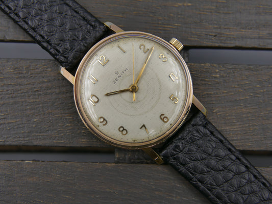 60s vintage watch mens Zenith manual wind cal 2522 honeycomb waffle serviced