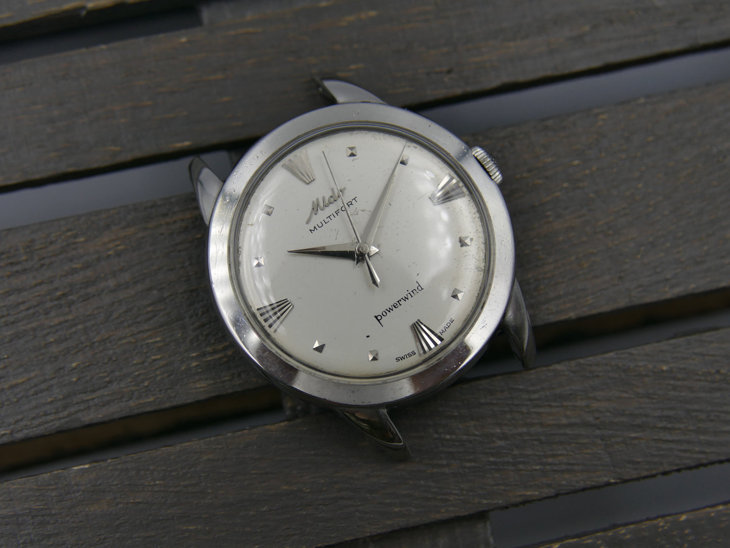 50s vintage watch mens MIdo Multifort powerwind automatic 917P borgel SS serviced