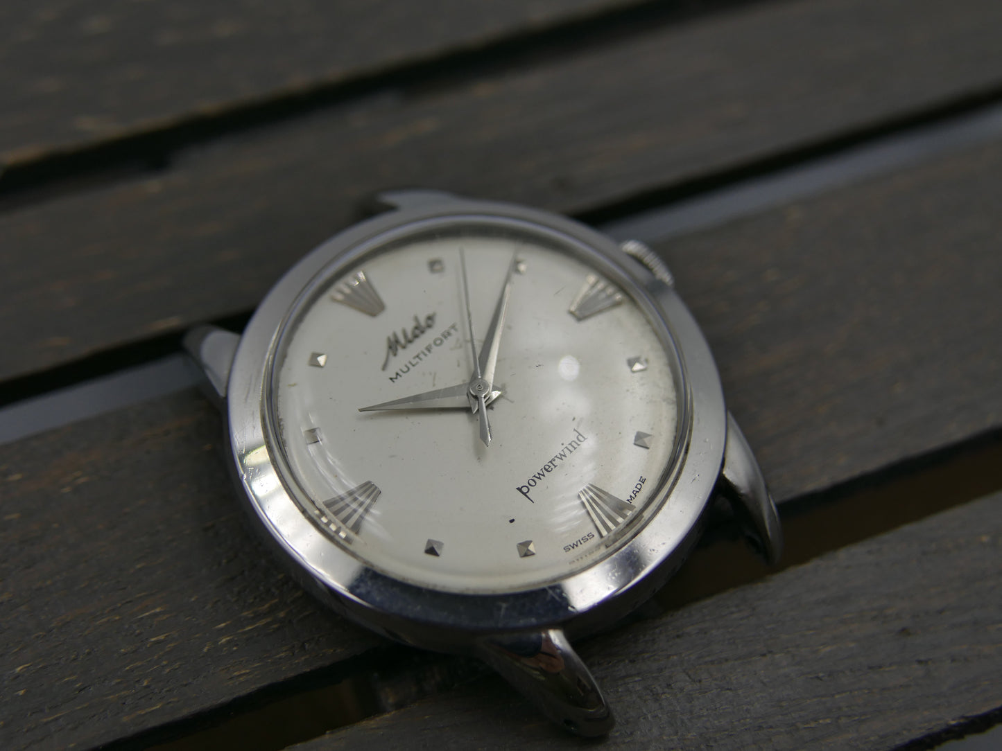 50s vintage watch mens MIdo Multifort powerwind automatic 917P borgel SS serviced
