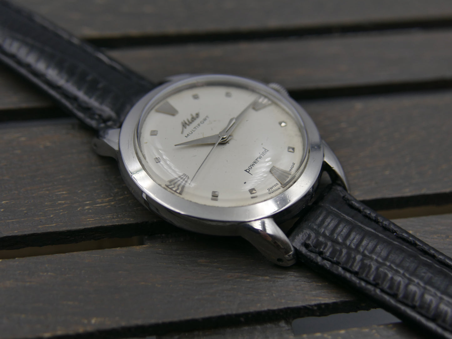 50s vintage watch mens MIdo Multifort powerwind automatic 917P borgel SS serviced