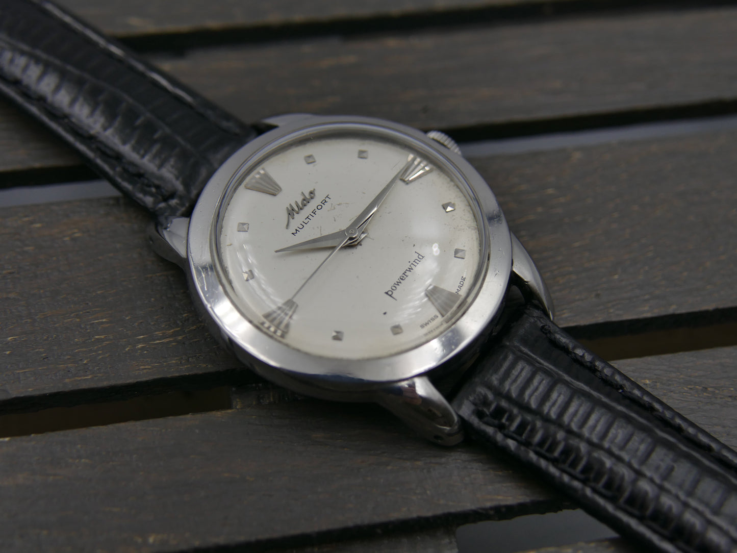 50s vintage watch mens MIdo Multifort powerwind automatic 917P borgel SS serviced