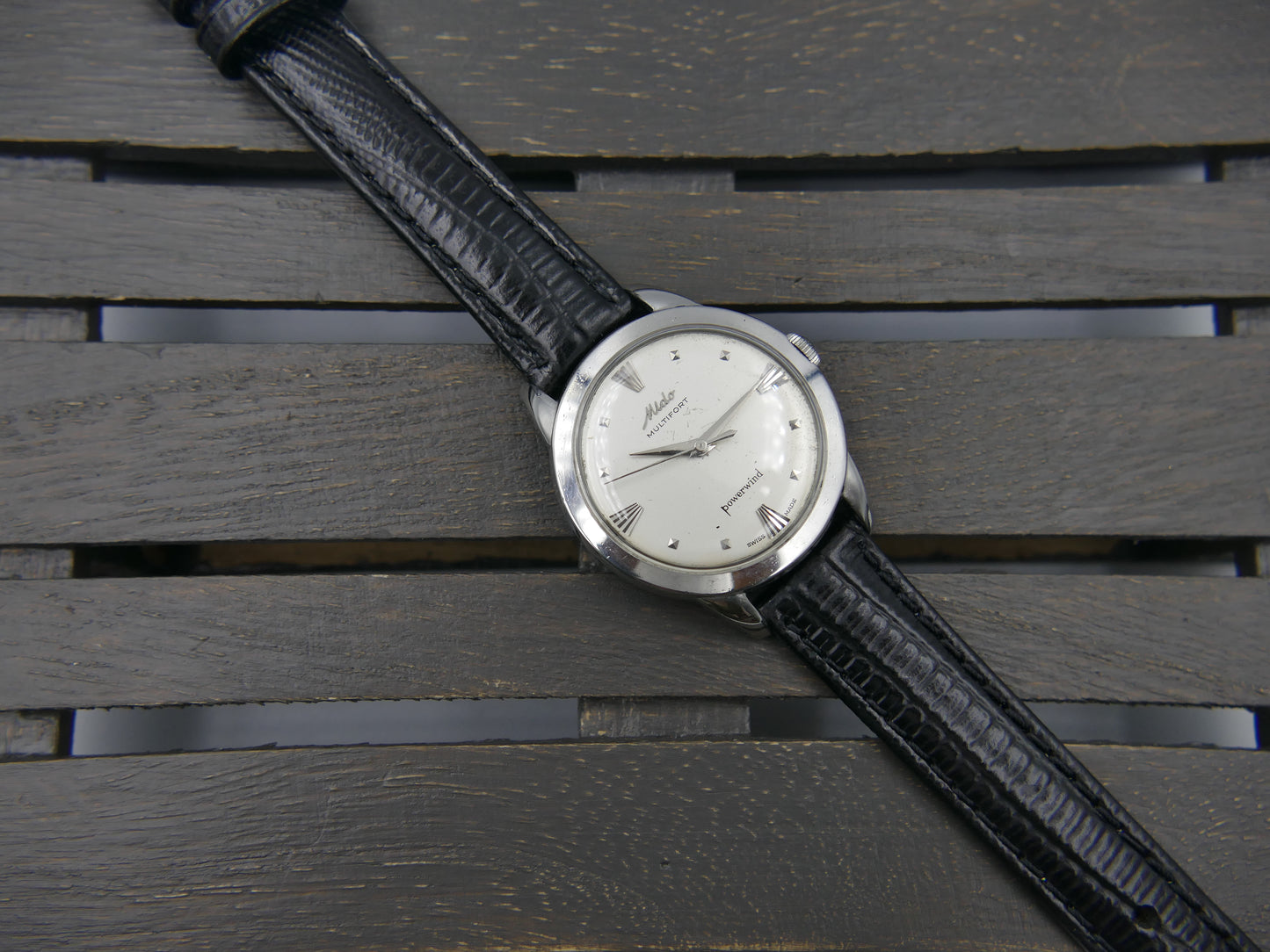50s vintage watch mens MIdo Multifort powerwind automatic 917P borgel SS serviced