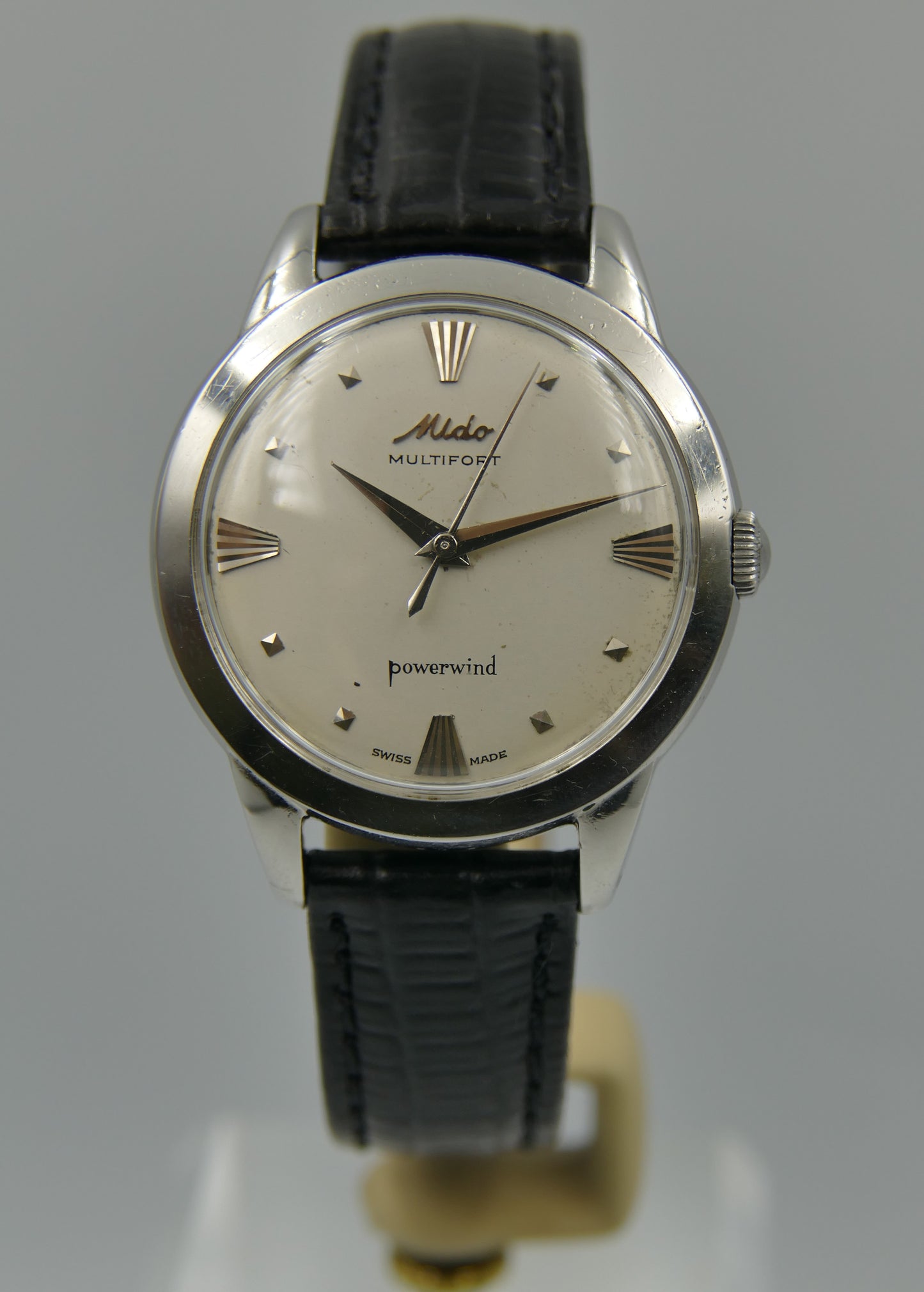 50s vintage watch mens MIdo Multifort powerwind automatic 917P borgel SS serviced