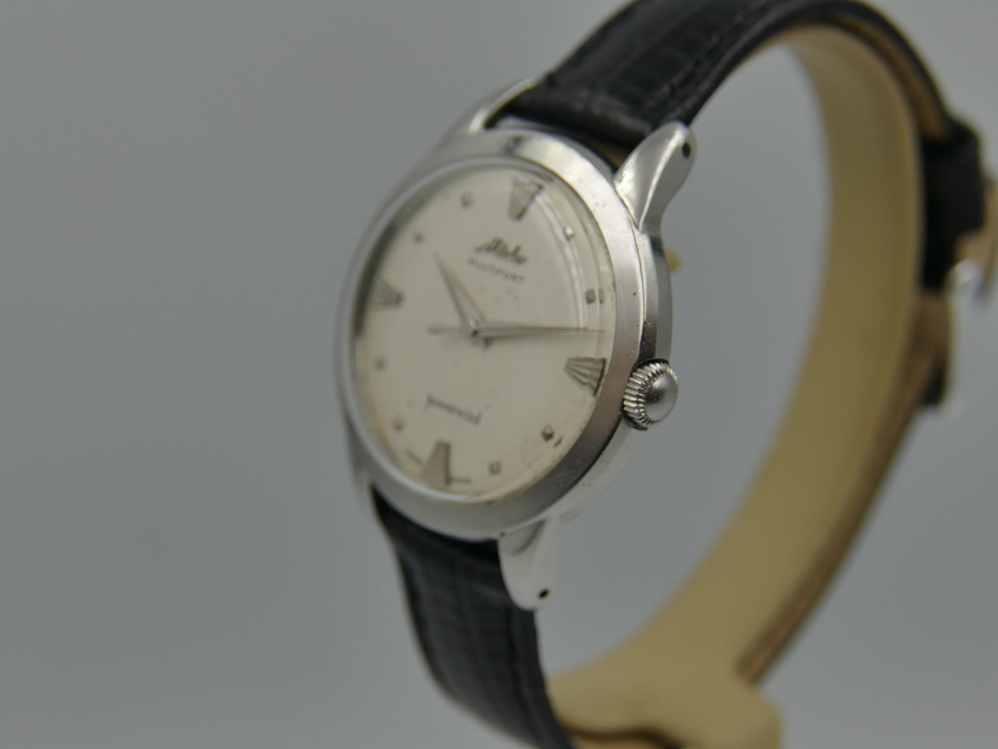 50s vintage watch mens MIdo Multifort powerwind automatic 917P borgel SS serviced