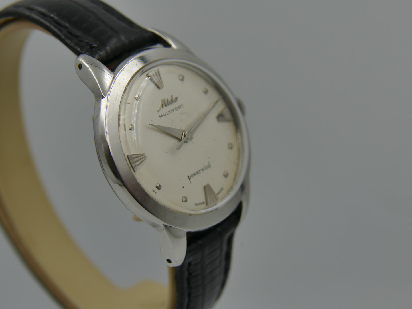 50s vintage watch mens MIdo Multifort powerwind automatic 917P borgel SS serviced
