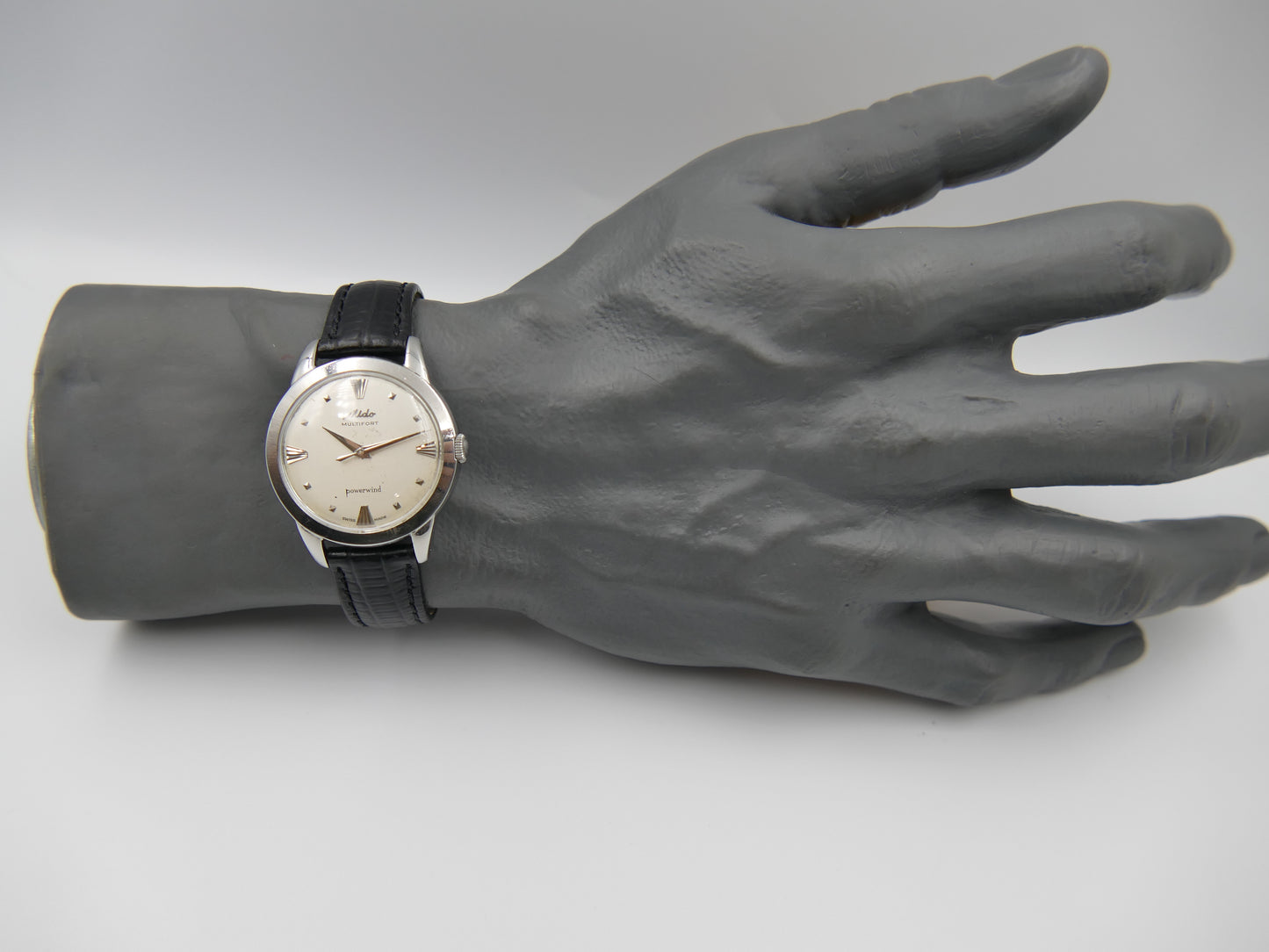 50s vintage watch mens MIdo Multifort powerwind automatic 917P borgel SS serviced