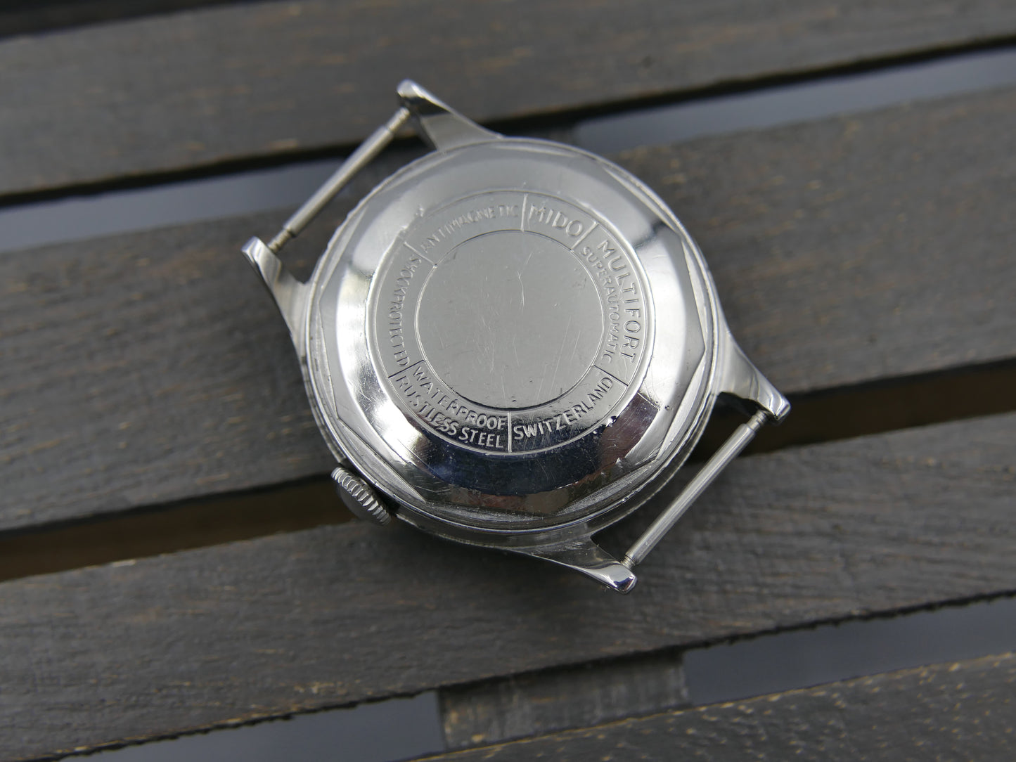 50s vintage watch mens Mido Multifort Superautomatic Powerwind black 917PC Borgel