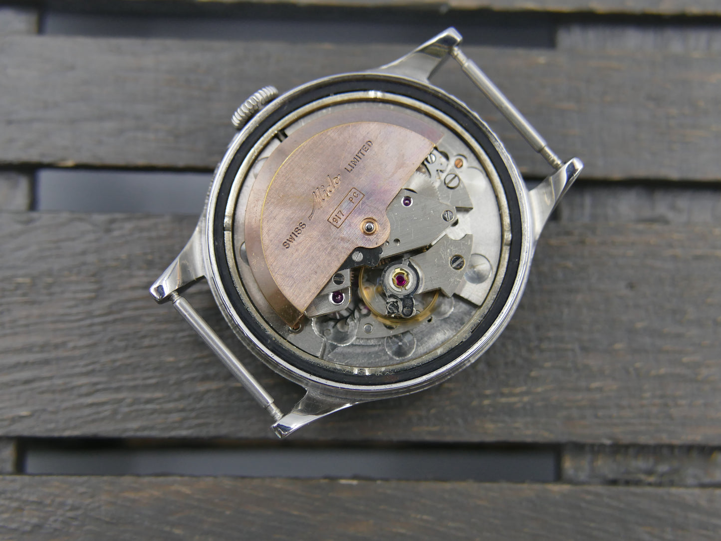 50s vintage watch mens Mido Multifort Superautomatic Powerwind black 917PC Borgel