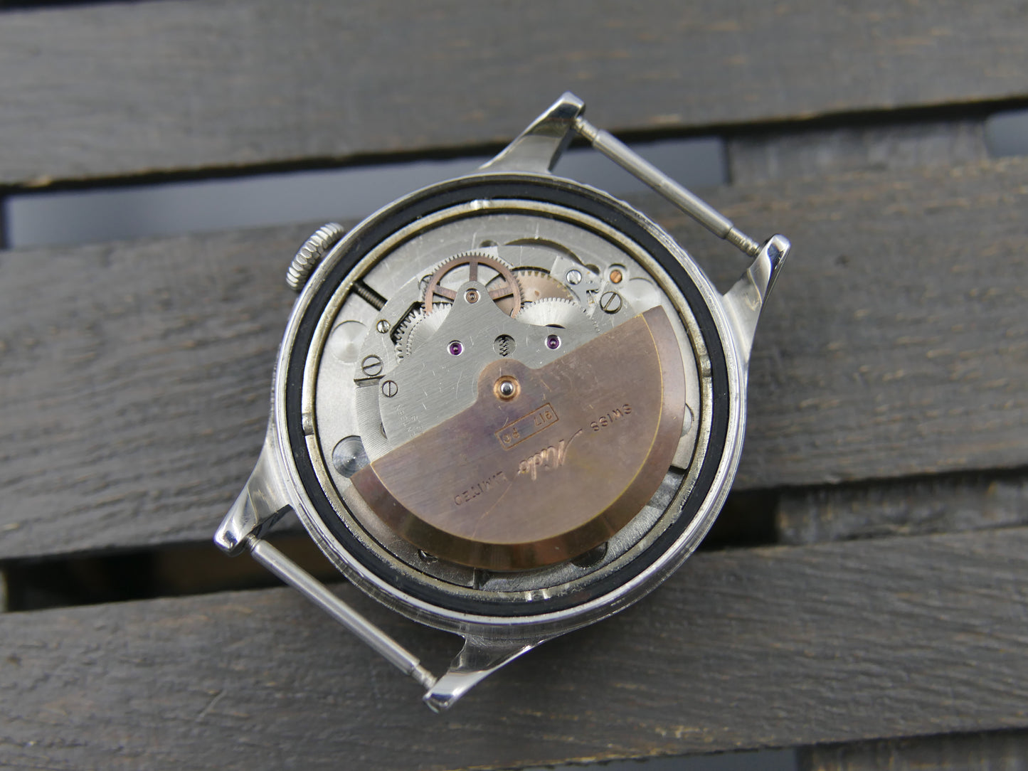 50s vintage watch mens Mido Multifort Superautomatic Powerwind black 917PC Borgel