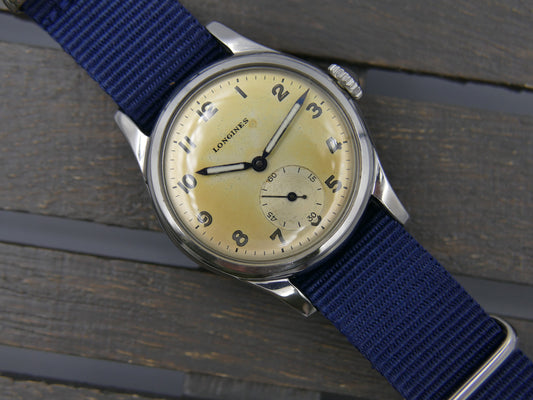 50s vintage watch mens Longines 6242 4 Tropical Dial Cal.23Z military Sei Tacche serviced