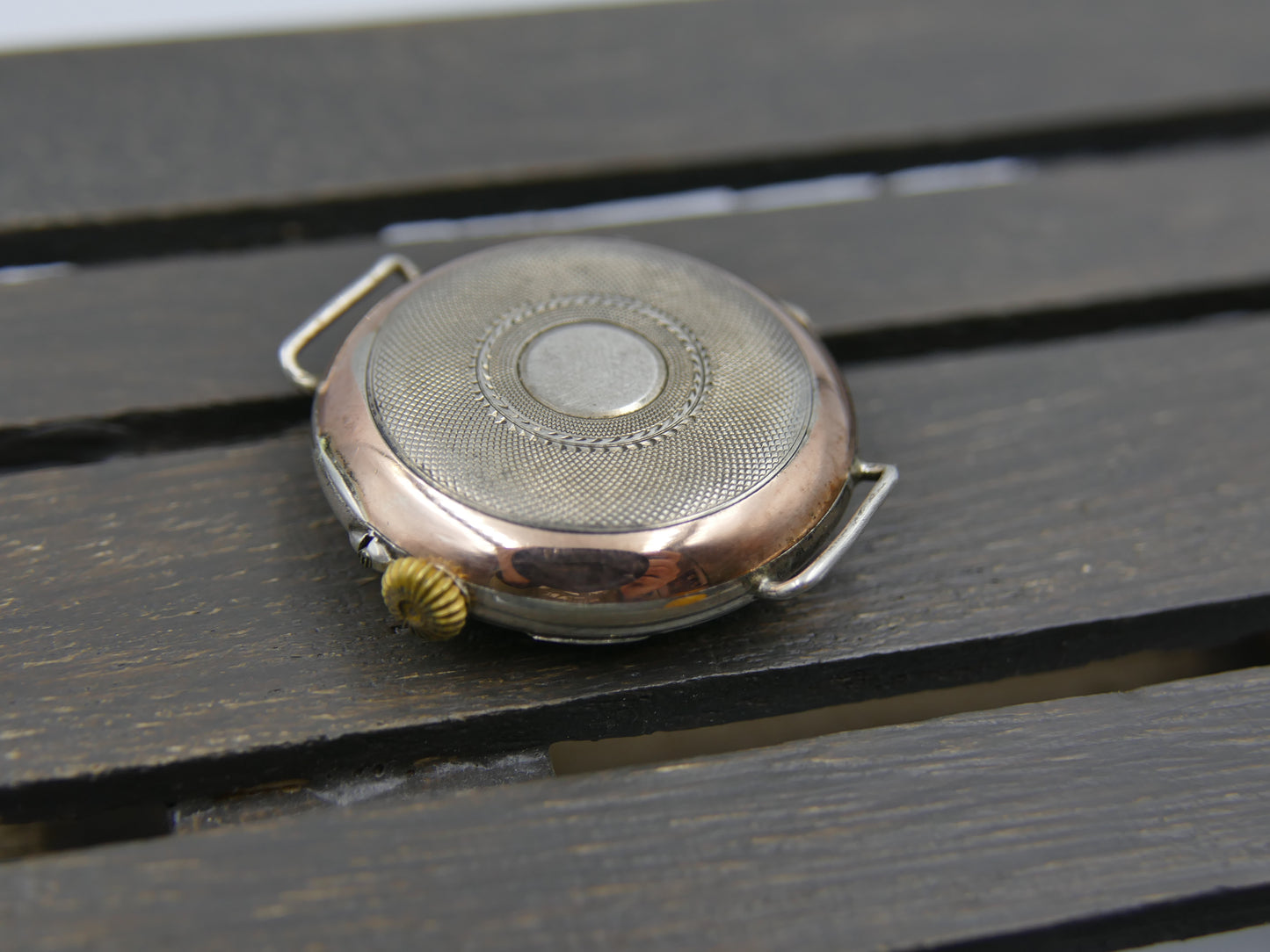 10s vintage watch Alpina solid silver 0.800 and rose gold manual wind