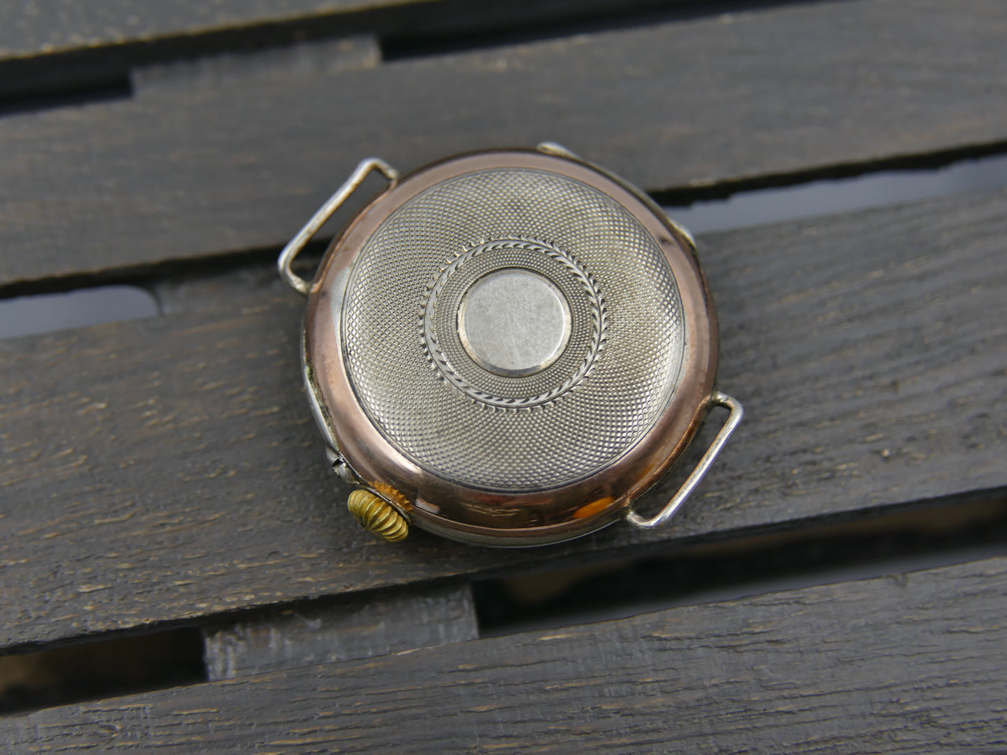 10s vintage watch Alpina solid silver 0.800 and rose gold manual wind