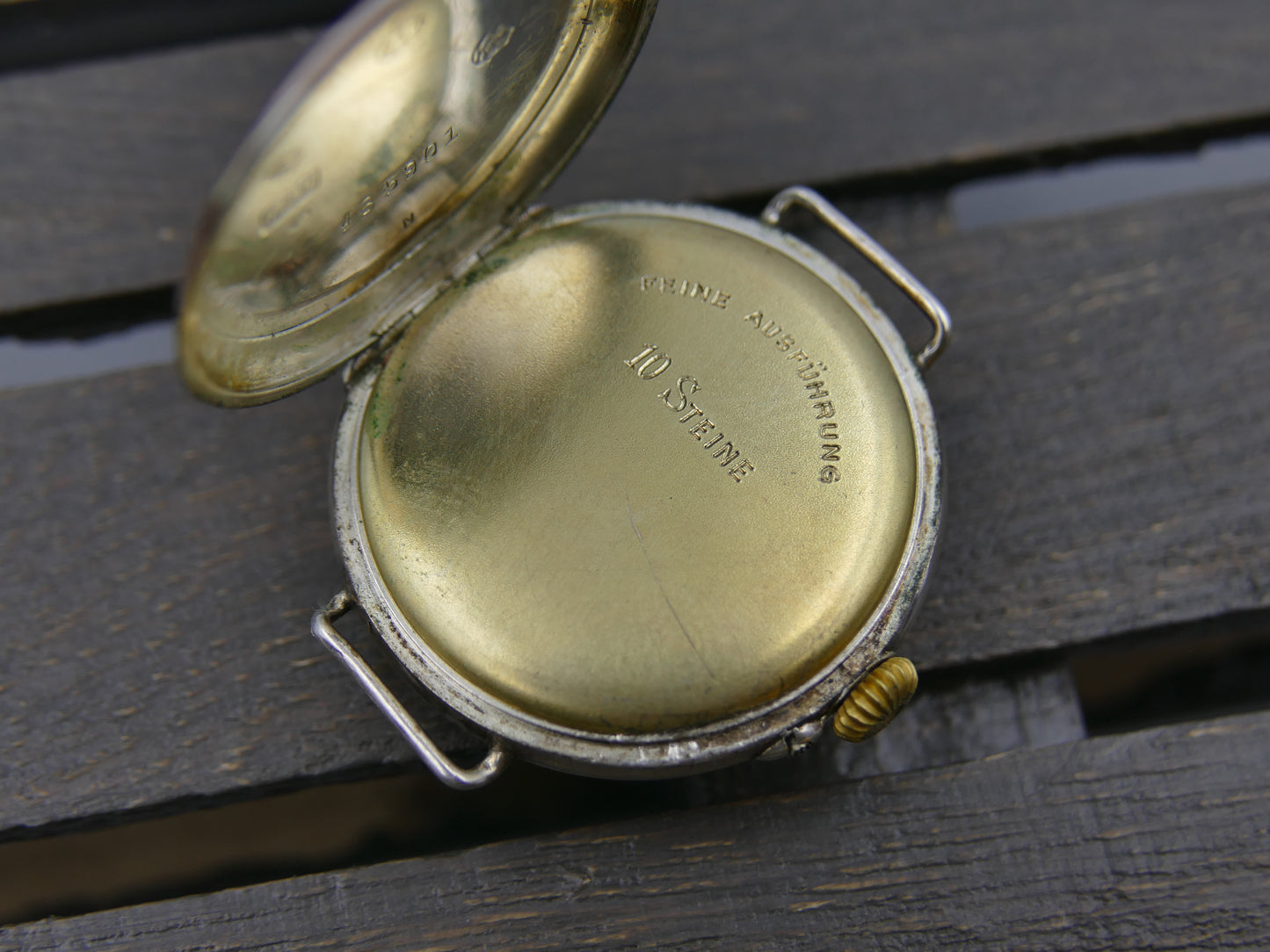 10s vintage watch Alpina solid silver 0.800 and rose gold manual wind