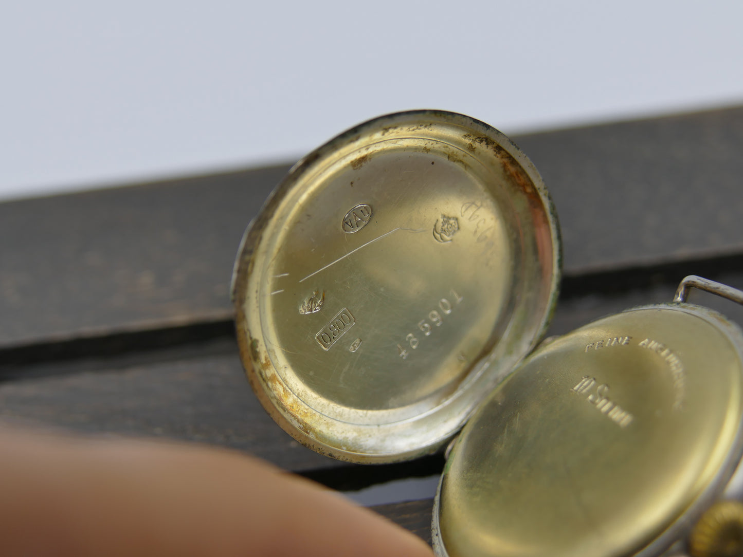 10s vintage watch Alpina solid silver 0.800 and rose gold manual wind