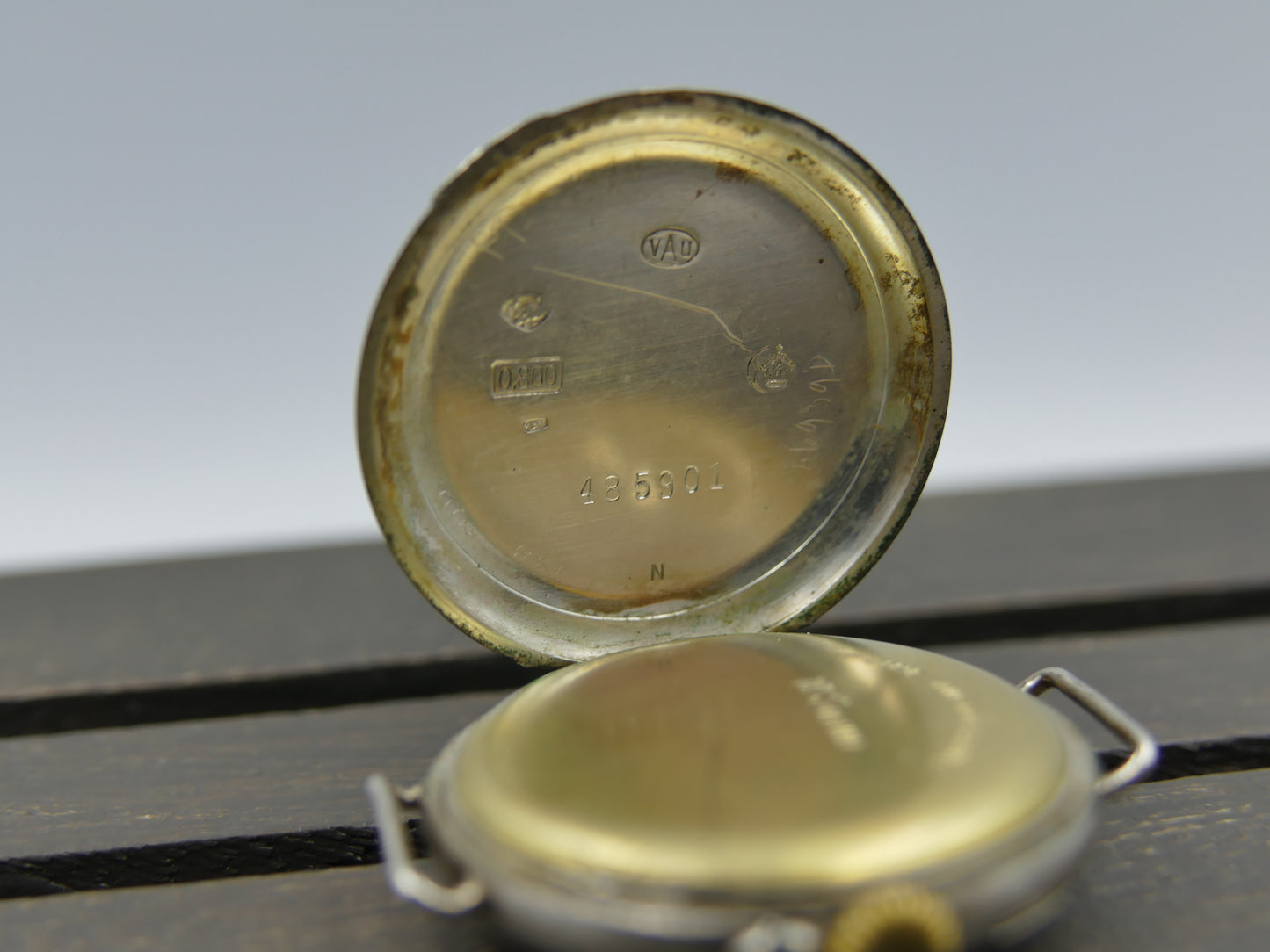 10s vintage watch Alpina solid silver 0.800 and rose gold manual wind