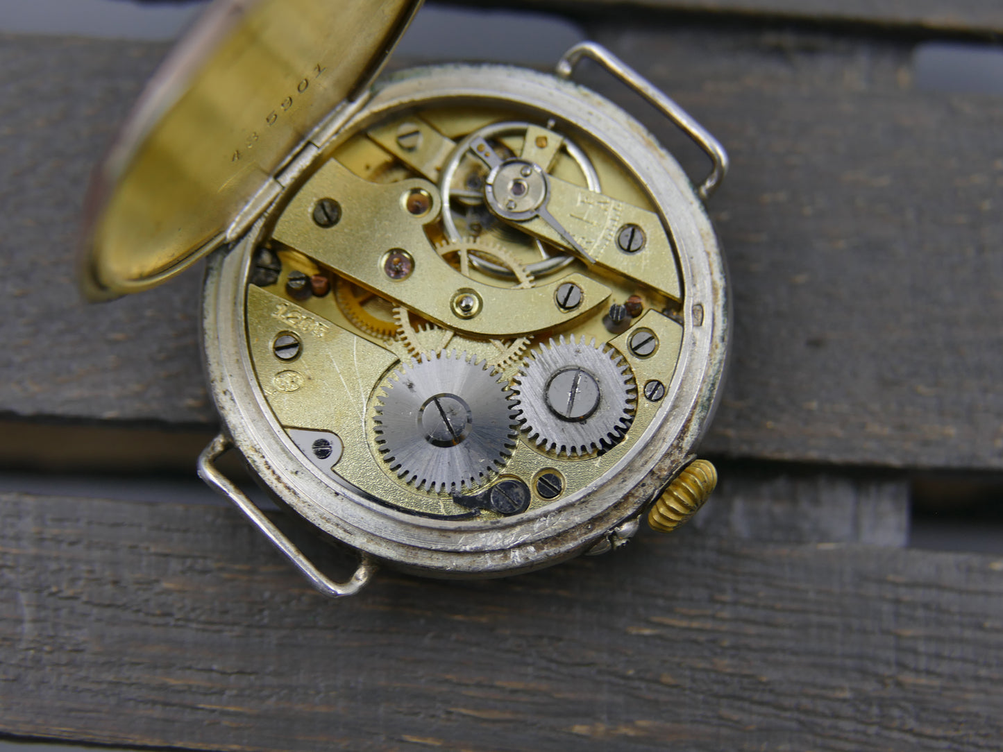 10s vintage watch Alpina solid silver 0.800 and rose gold manual wind