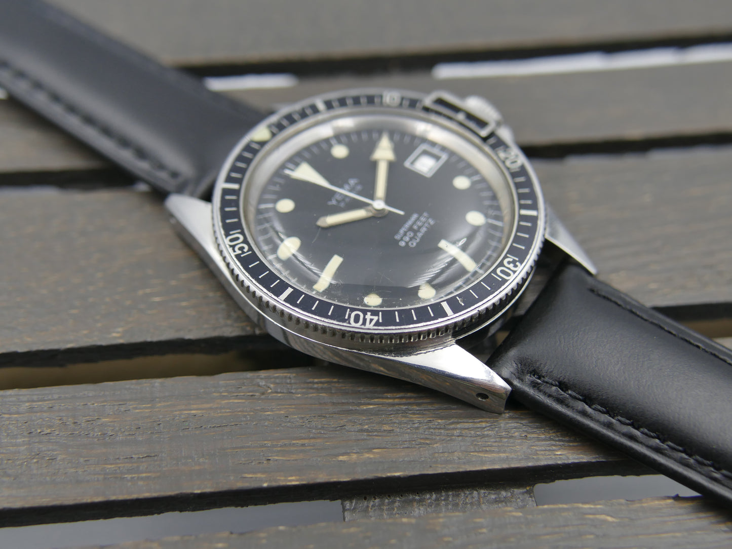 70s vintage watch mens diver plongee Yema Superman 990 feet quartz ref T9.001.6