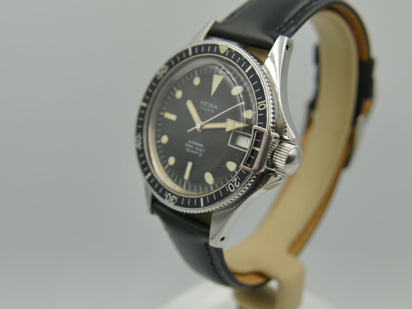 70s vintage watch mens diver plongee Yema Superman 990 feet quartz ref T9.001.6