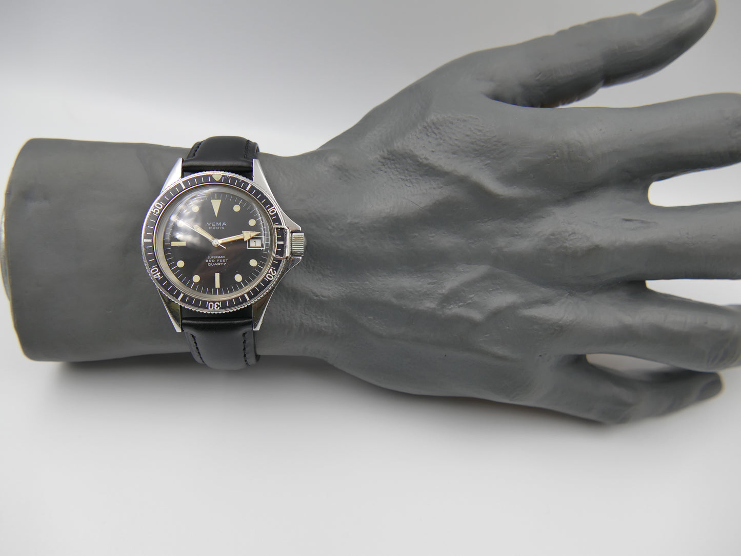 70s vintage watch mens diver plongee Yema Superman 990 feet quartz ref T9.001.6