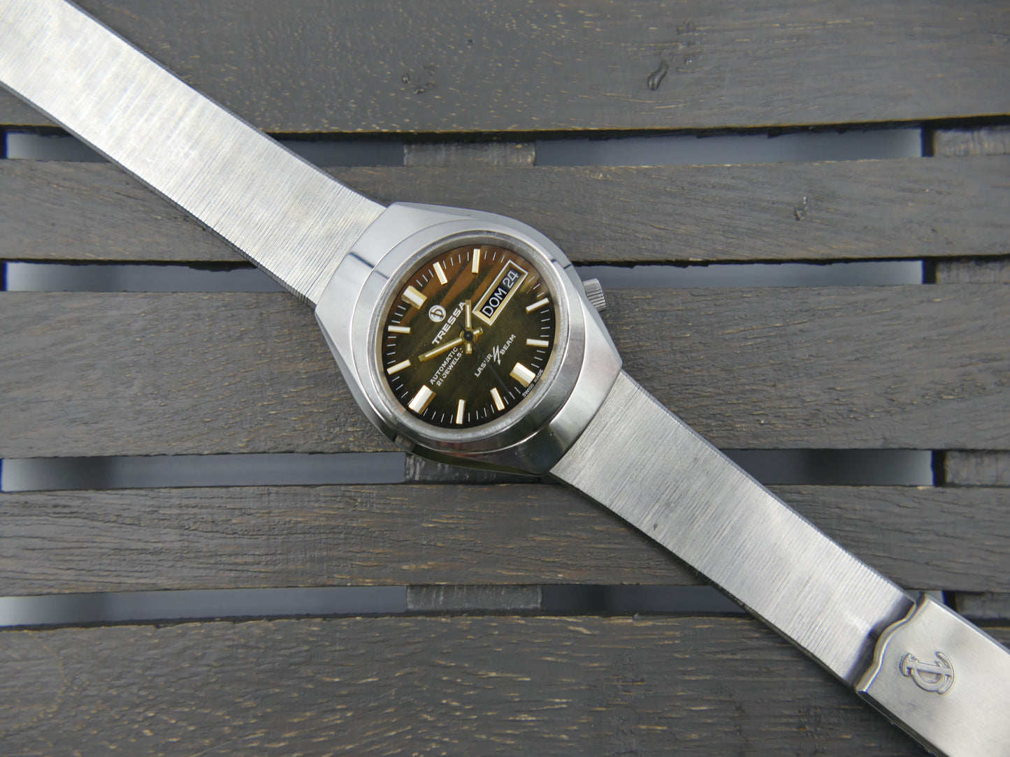 70s vintage watch mens Tressa Laser Beam automatic AS 2066 SS tiger serviced