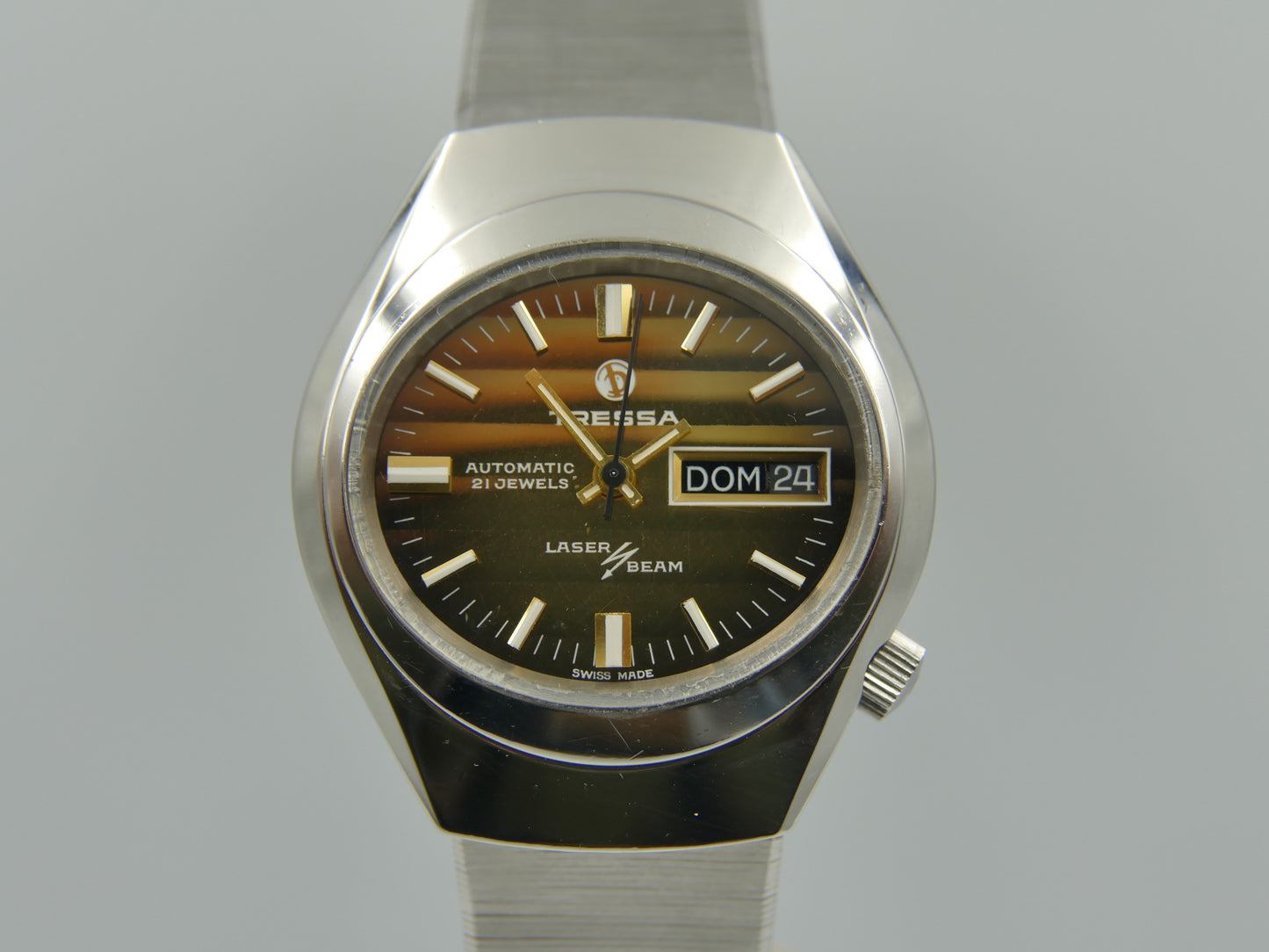 70s vintage watch mens Tressa Laser Beam automatic AS 2066 SS tiger serviced