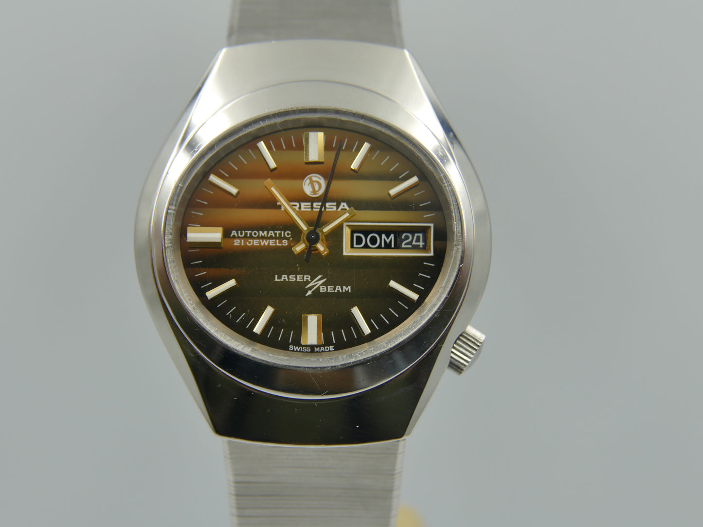 70s vintage watch mens Tressa Laser Beam automatic AS 2066 SS tiger serviced
