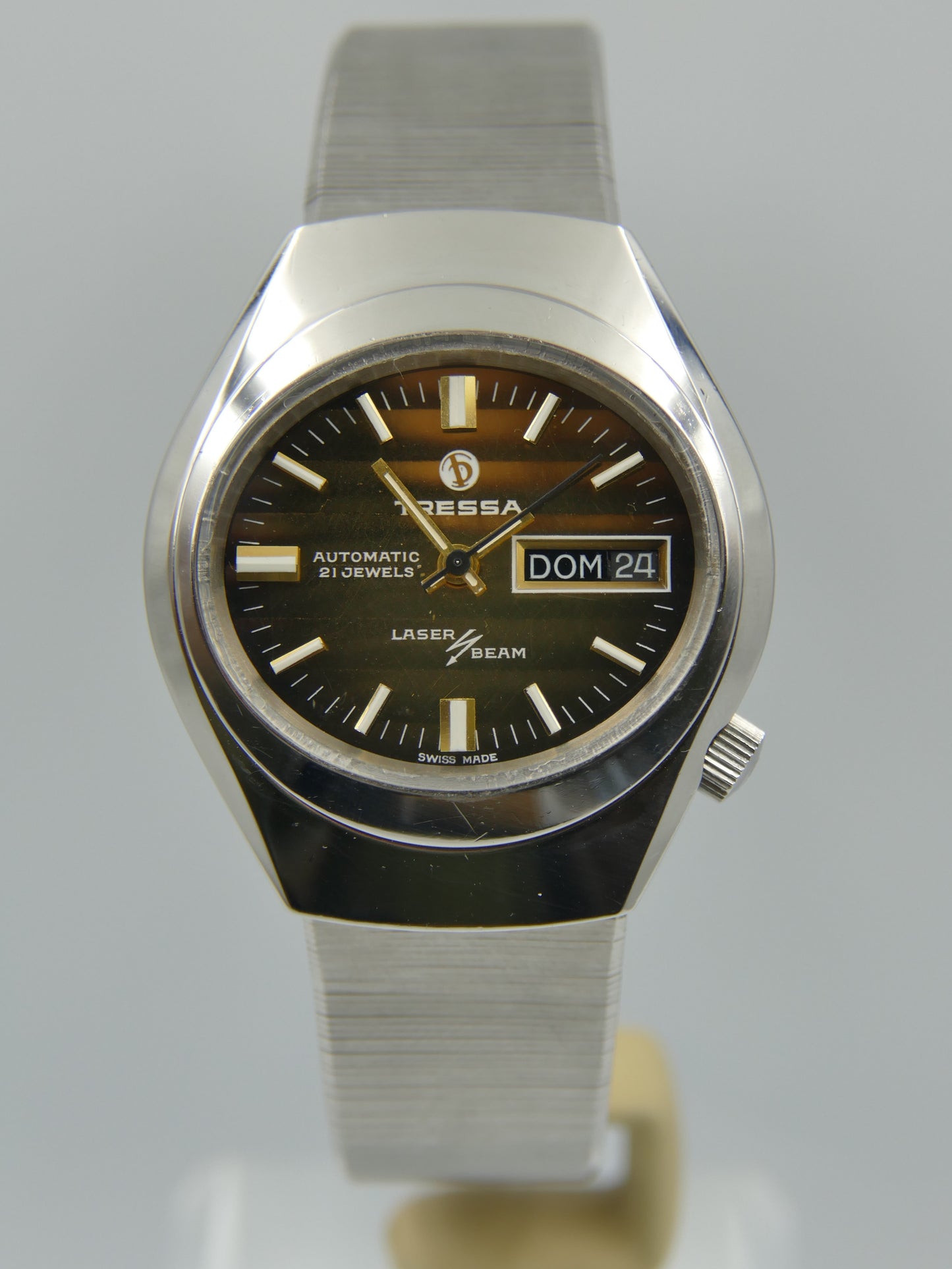 70s vintage watch mens Tressa Laser Beam automatic AS 2066 SS tiger serviced