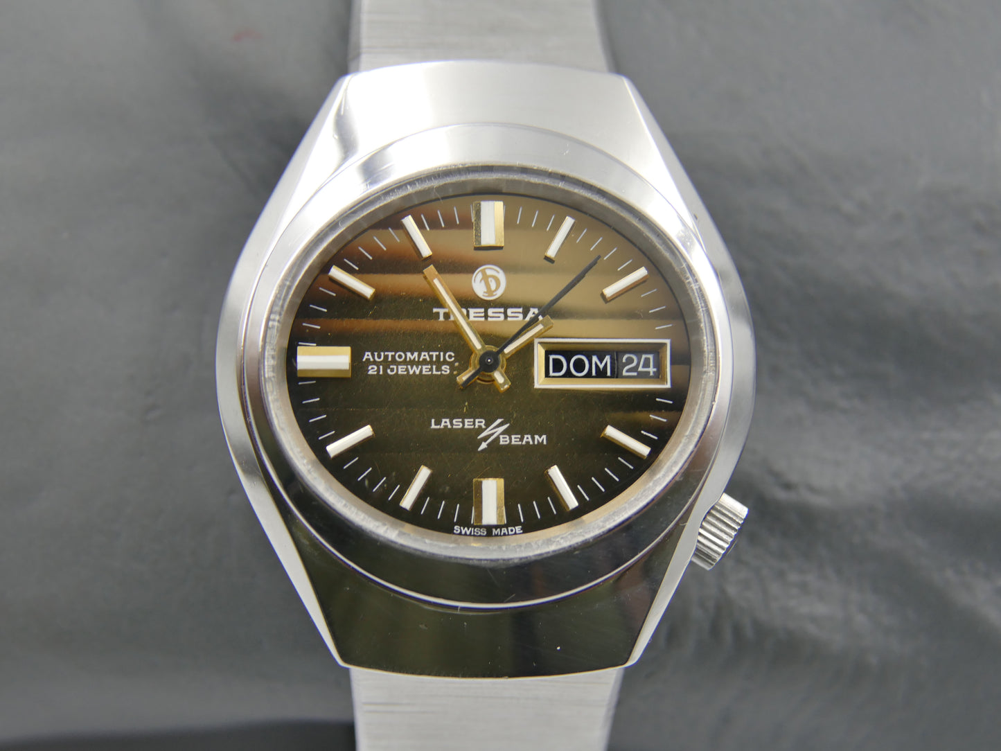 70s vintage watch mens Tressa Laser Beam automatic AS 2066 SS tiger serviced
