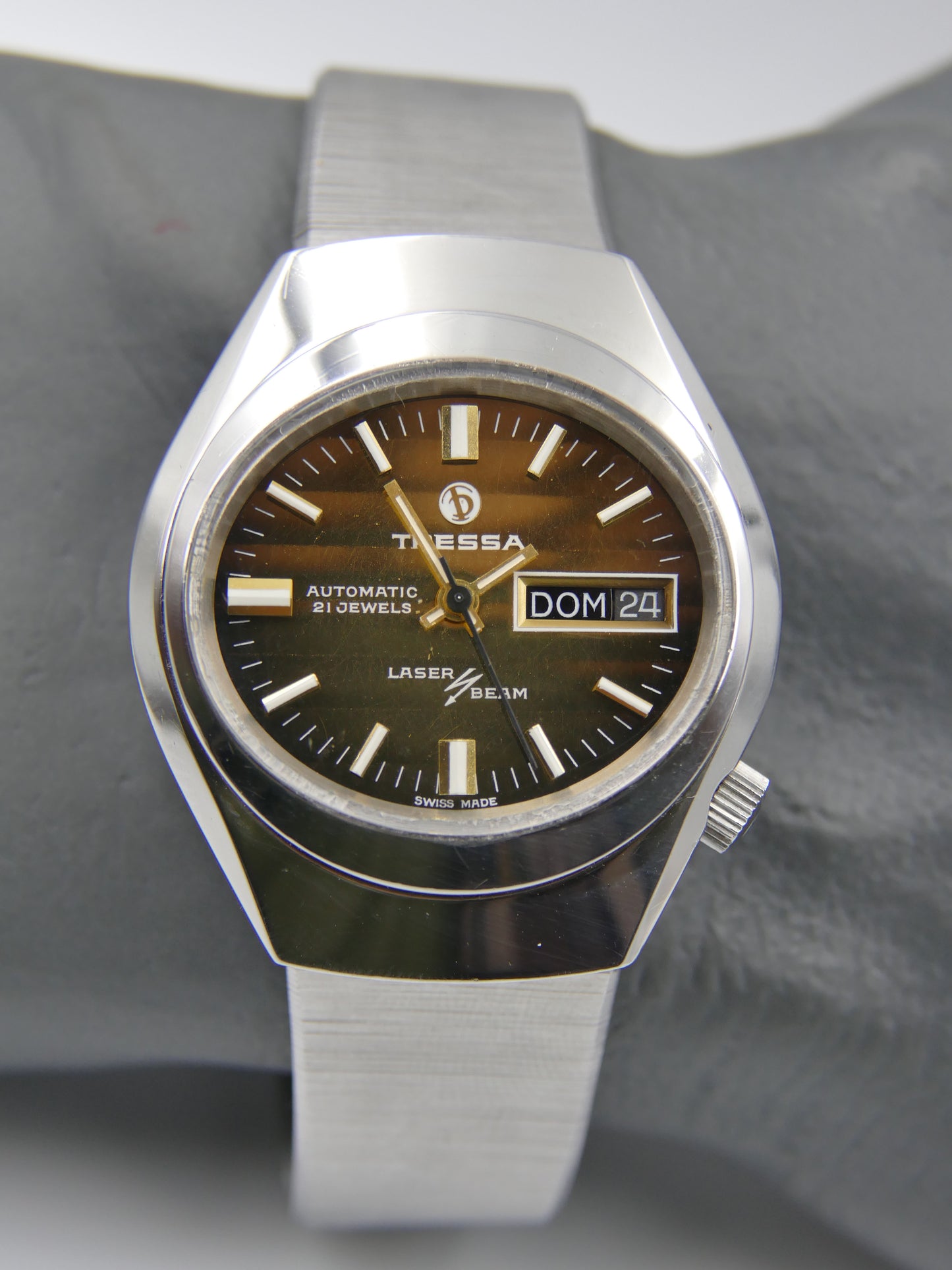 70s vintage watch mens Tressa Laser Beam automatic AS 2066 SS tiger serviced