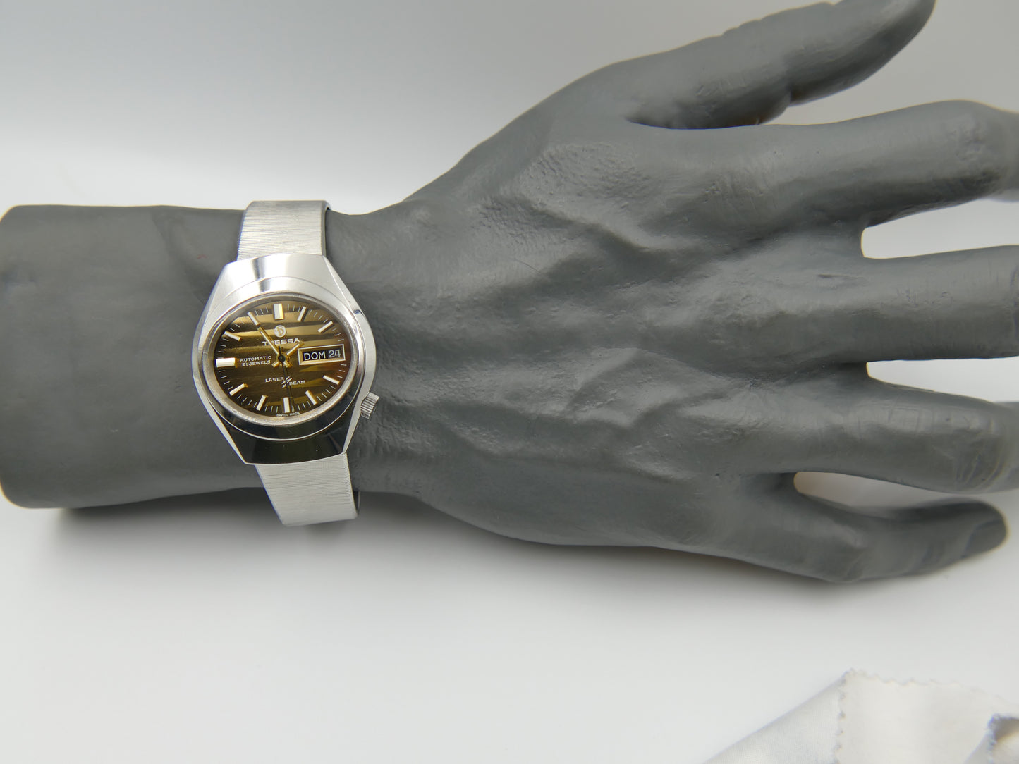 70s vintage watch mens Tressa Laser Beam automatic AS 2066 SS tiger serviced