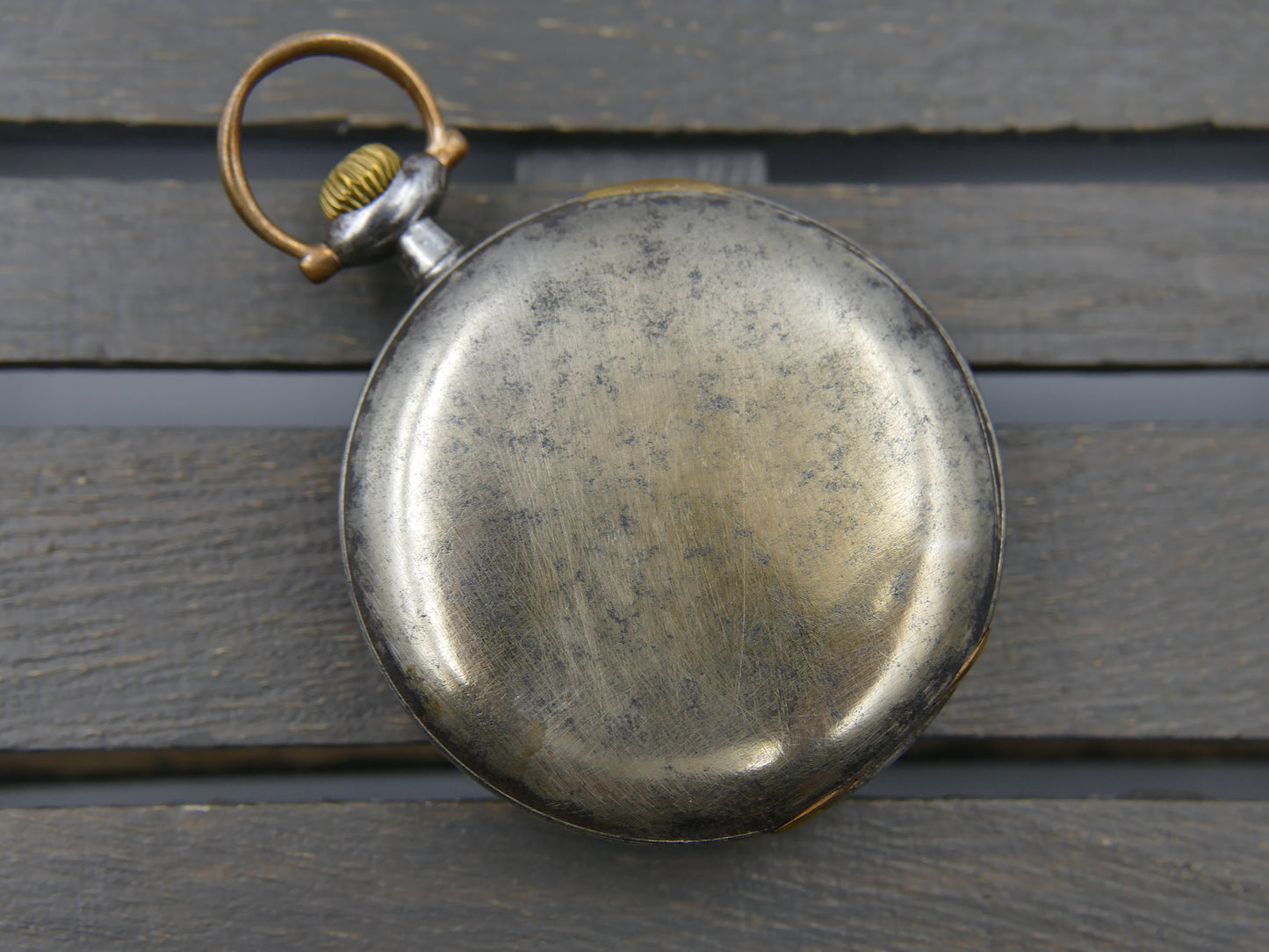 1914 vintage gousset pocket watch Zenith hand wind Gun metal grand prix