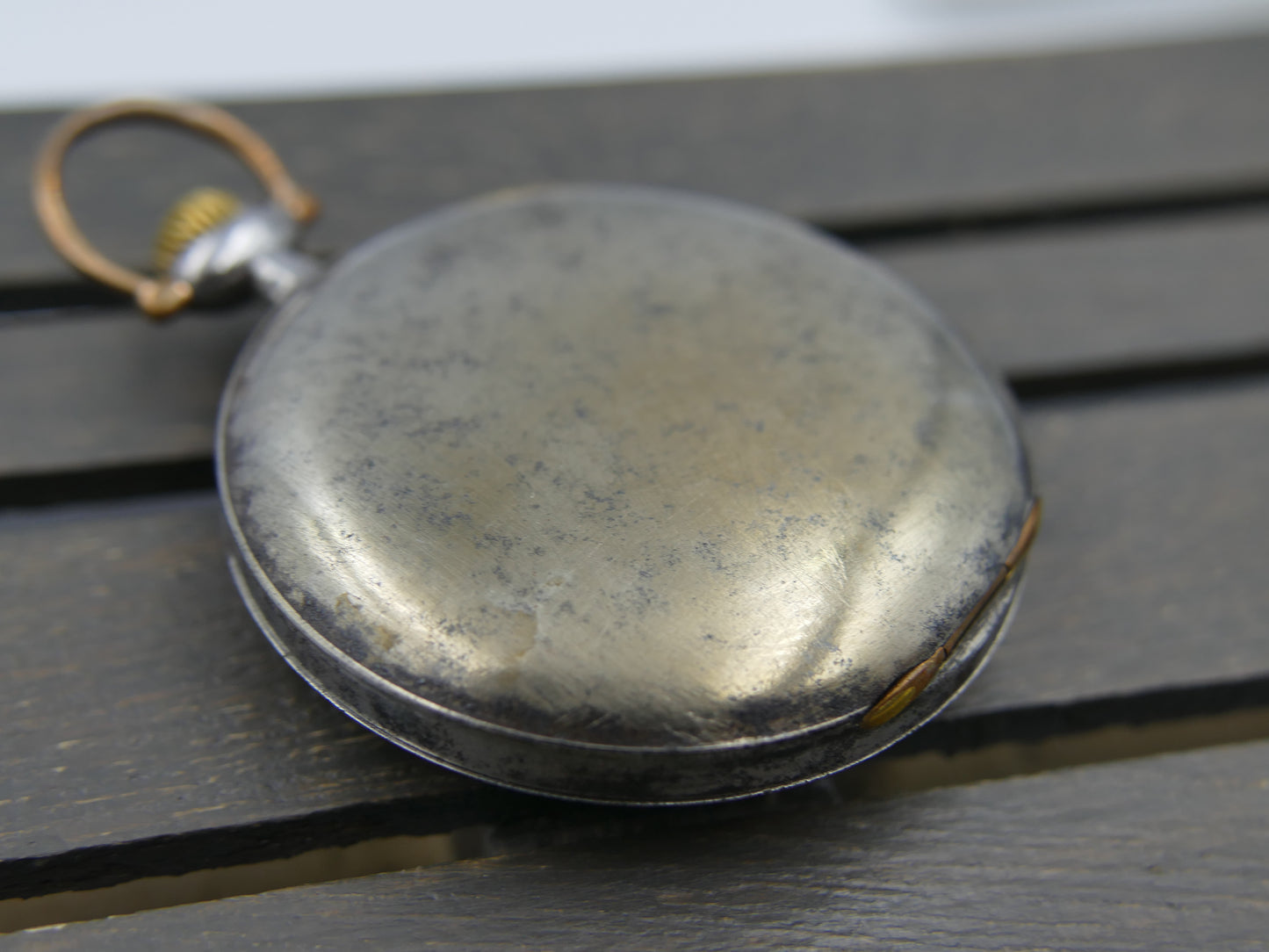 1914 vintage gousset pocket watch Zenith hand wind Gun metal grand prix